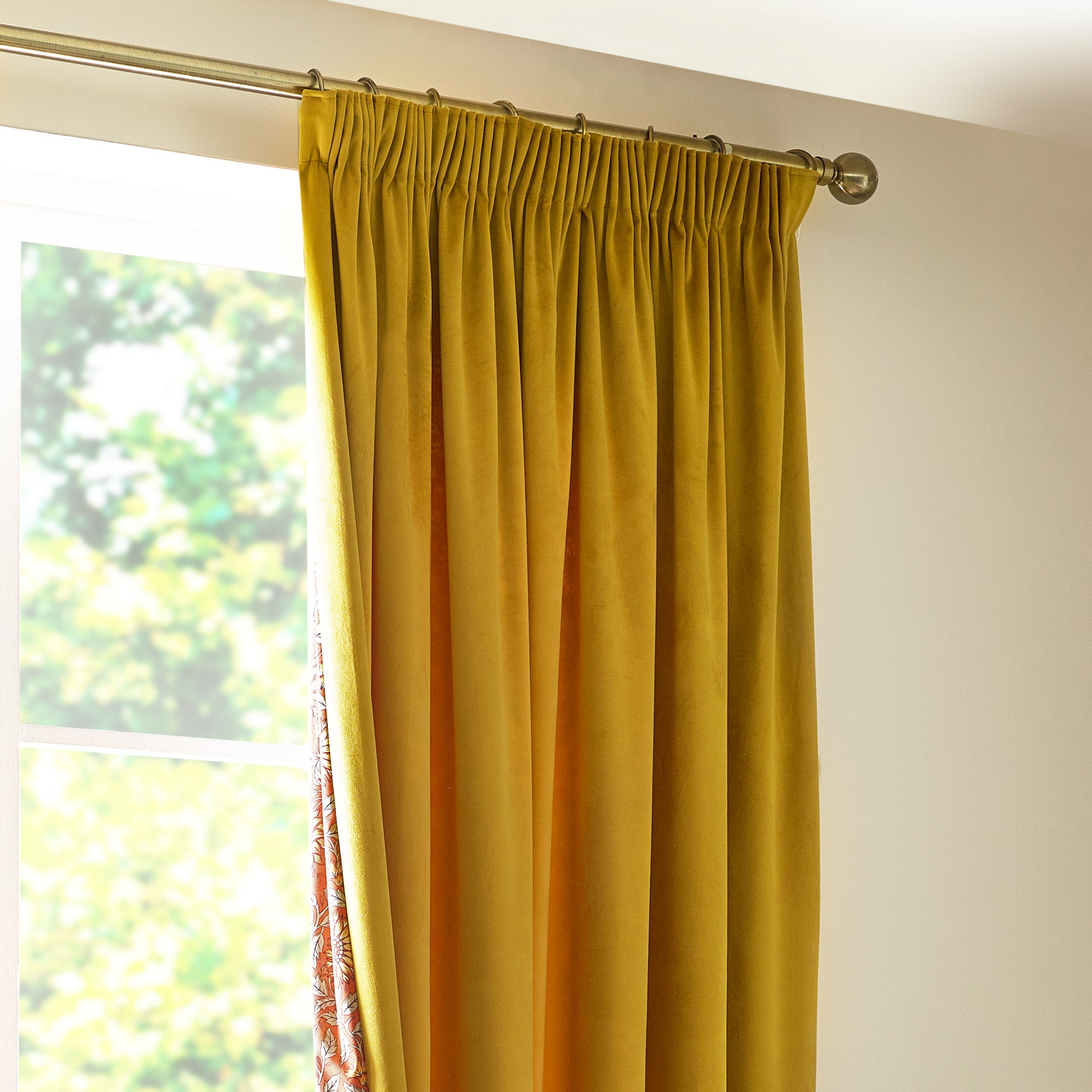 Portobella Cranbrook Floral Lining Pencil Pleat Curtains