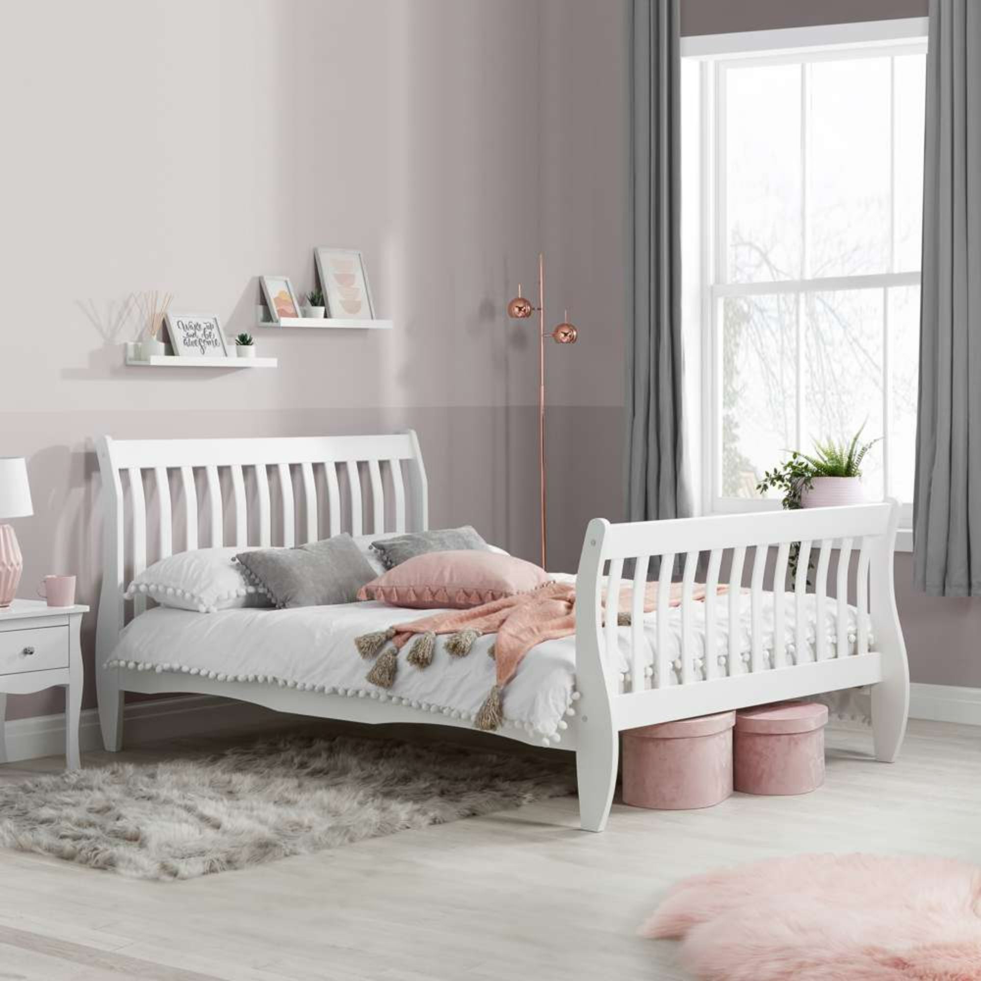 Belford Wooden Bed Frame White White