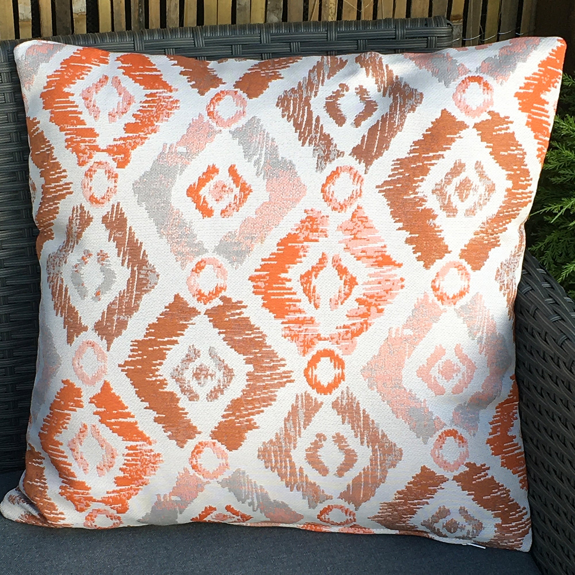 Set Of 2 Patterned Scatter Outdoor Cushions Orange