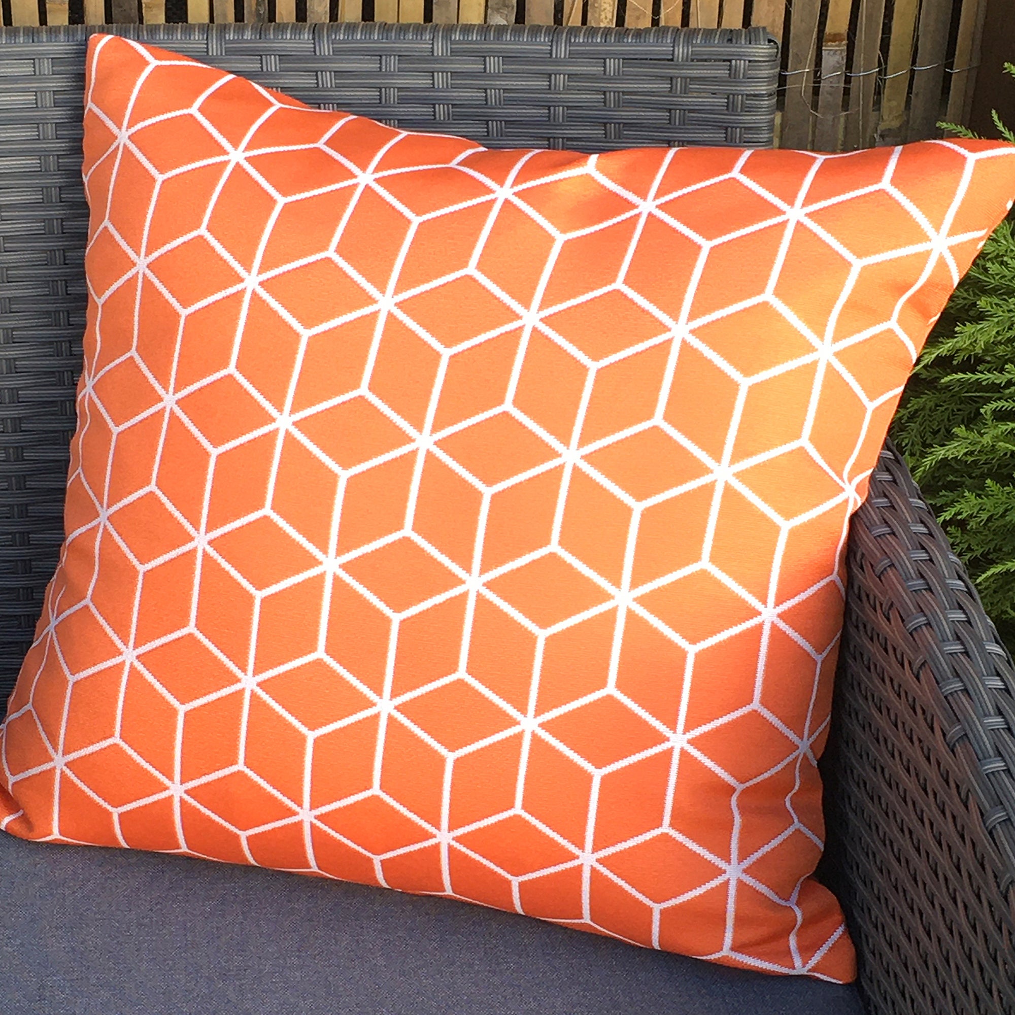 Set Of 2 Geometric Scatter Outdoor Cushions Orange