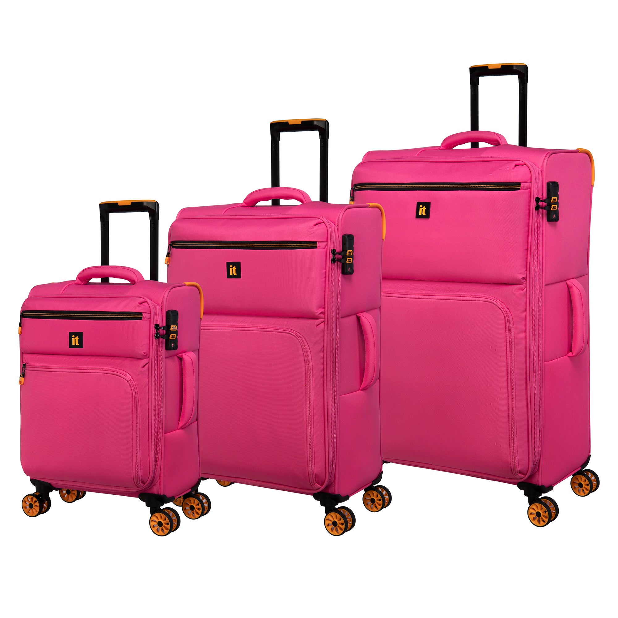IT Luggage Compartment Soft Shell 3 Piece Suitcase Set