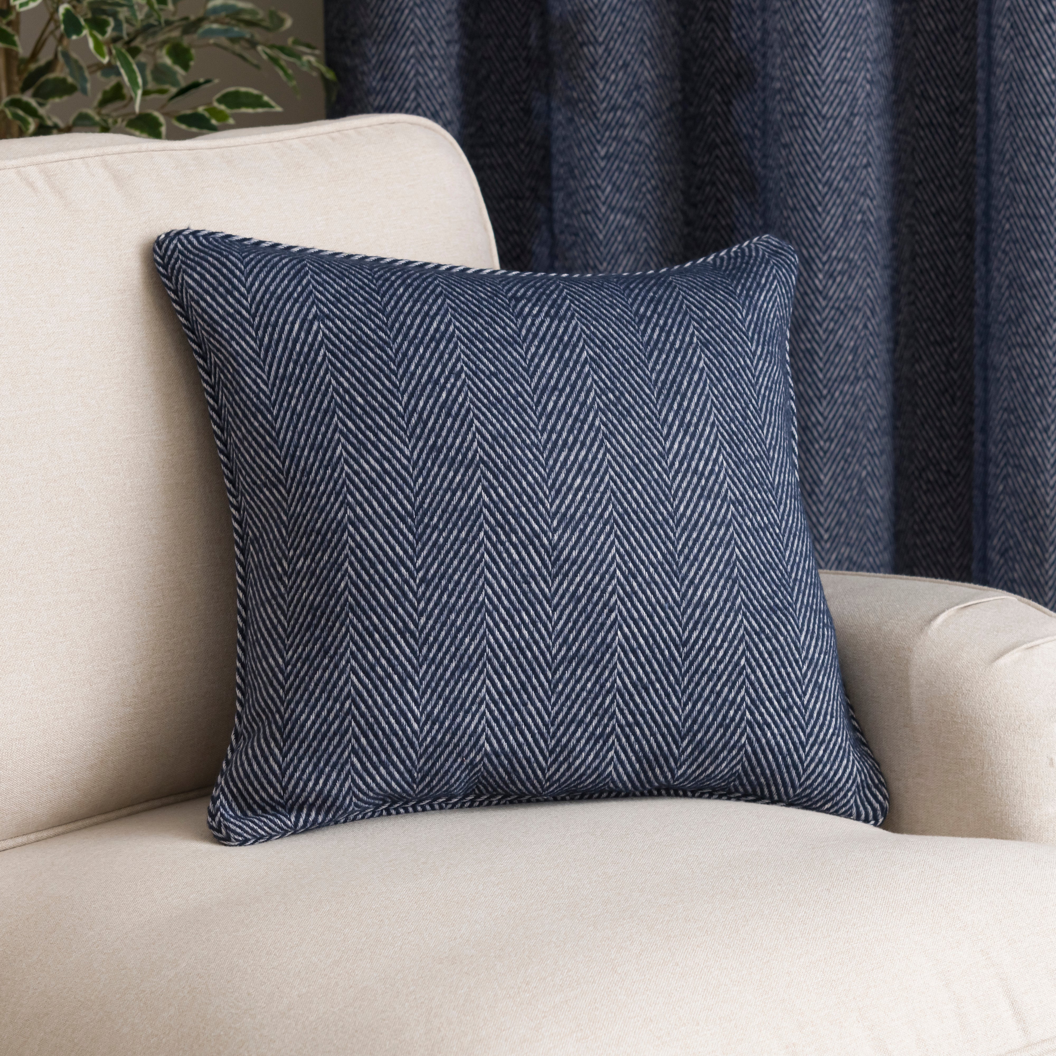 Churchgate Oakham Herringbone Cushion Navy