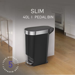 Simplehuman 40l Plastic Slim Pedal Bin With Liner Rim