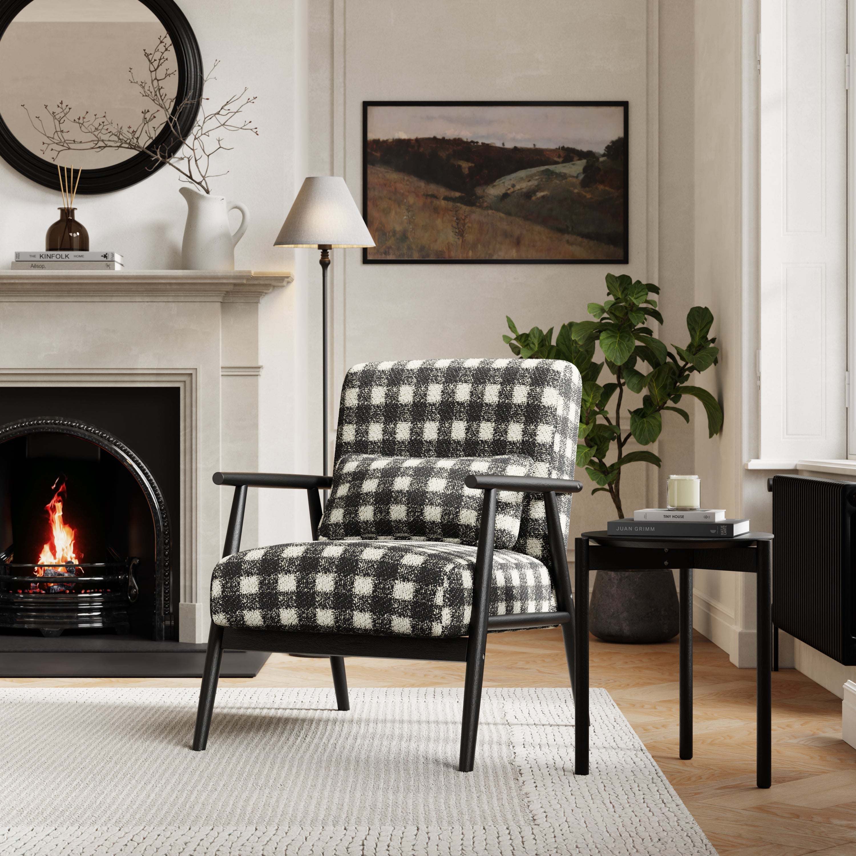 Alpine Boucle Spindle Accent Chair Monochrome