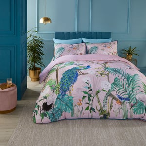 Soiree Peacock Jungle 200 Thread Count 100 Cotton Duvet Cover & Pillowcase Set