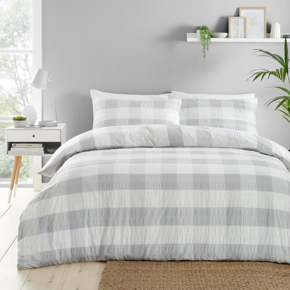 Photos - Bed Linen Fusion Seersucker Gingham Duvet Cover and Pillowcase Set 