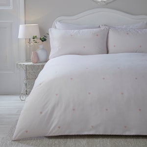 Serene Decorative Heart Duvet Cover And Pillowcase Set