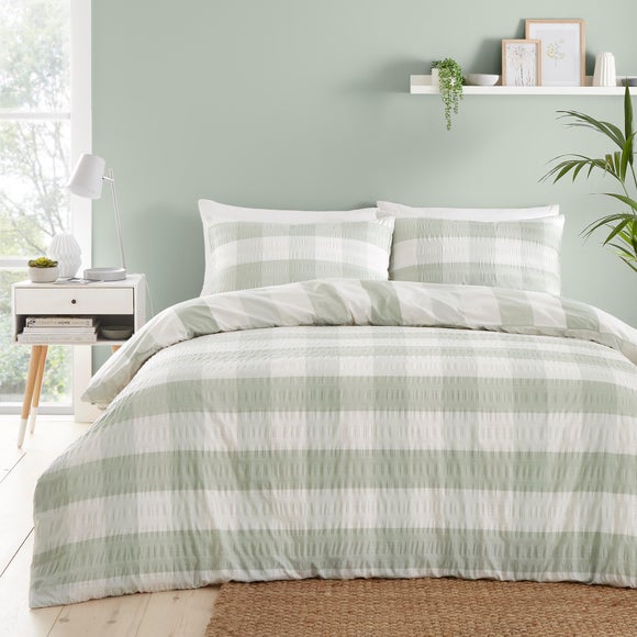 Fusion Seersucker Gingham Duvet Cover And Pillowcase Set