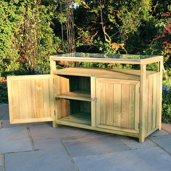 Outdoor sideboard with storage top