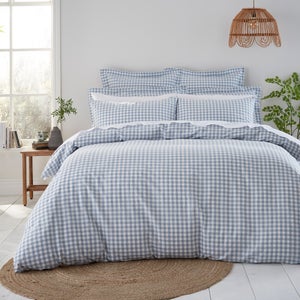 Portloe Woven Gingham 100 Cotton Duvet Cover & Pillowcase Set