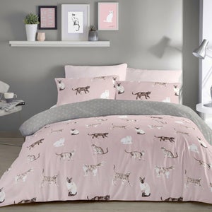 Fusion Cats Reversible Duvet Cover And Pillowcase Set