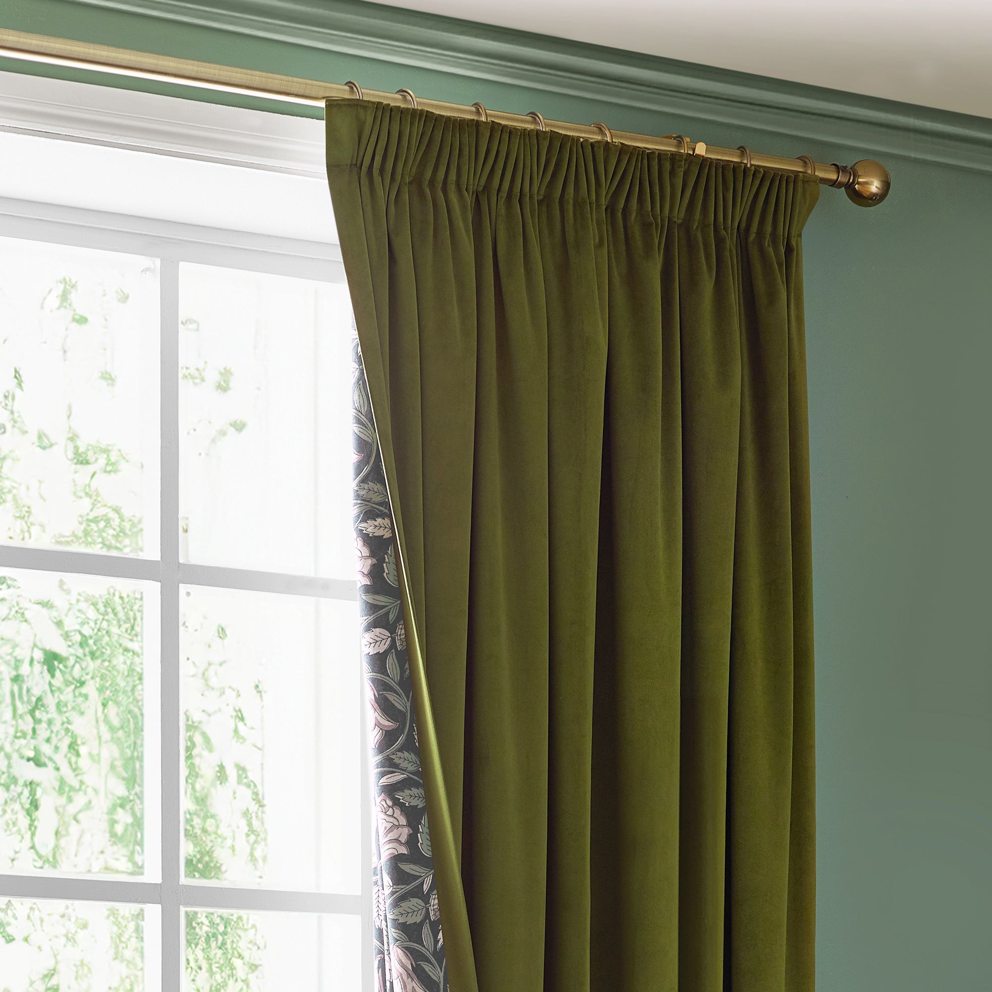 Portobella Thornton Floral Lining Pencil Pleat Curtains