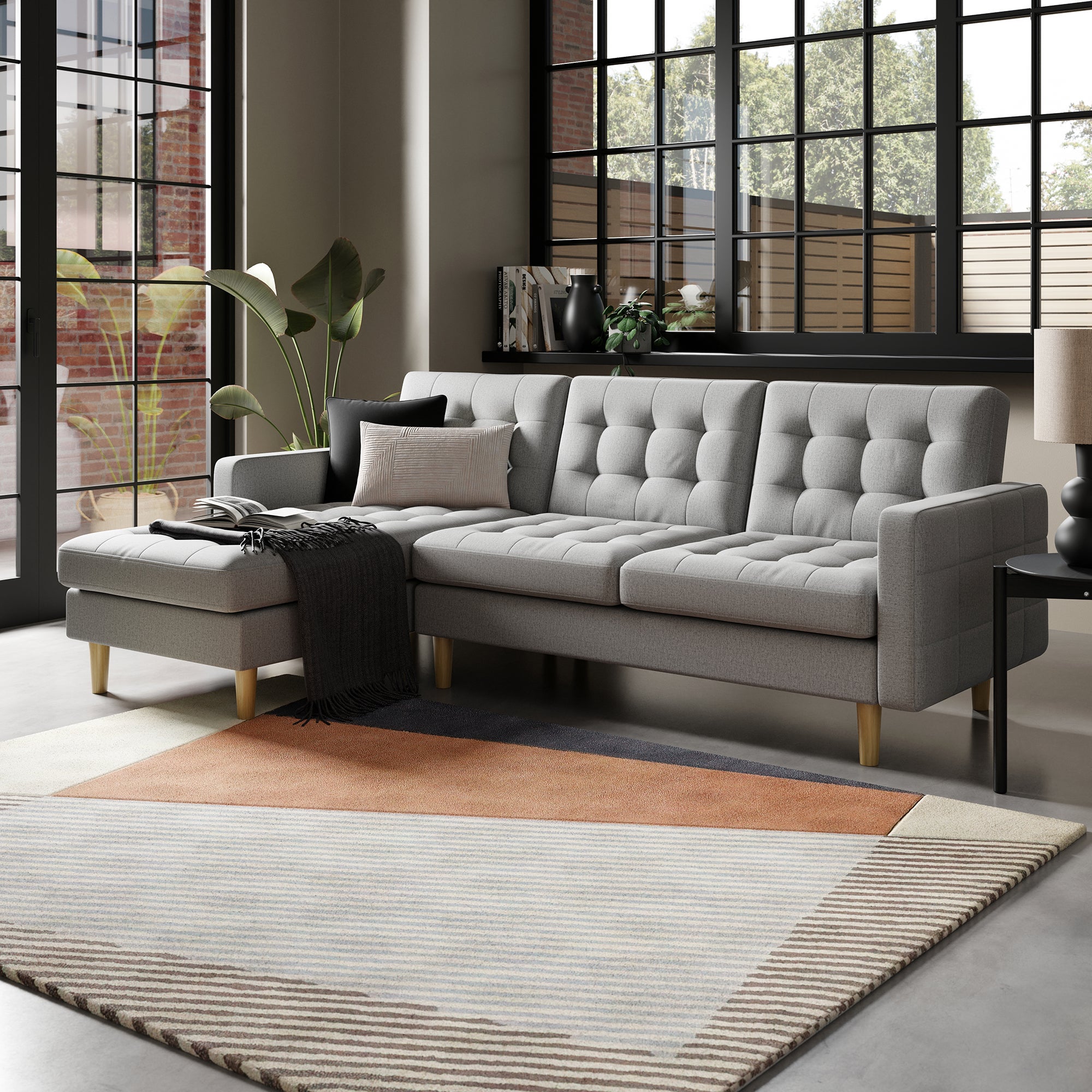 Harlow Corner Storage Sofa Bed Grey