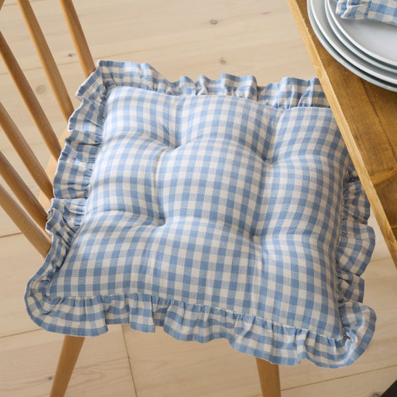 Click to view product details and reviews for Linford Check Frill Blue Seat Pad.