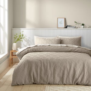 Astra Textured Floral Duvet Cover And Pillowcase Set