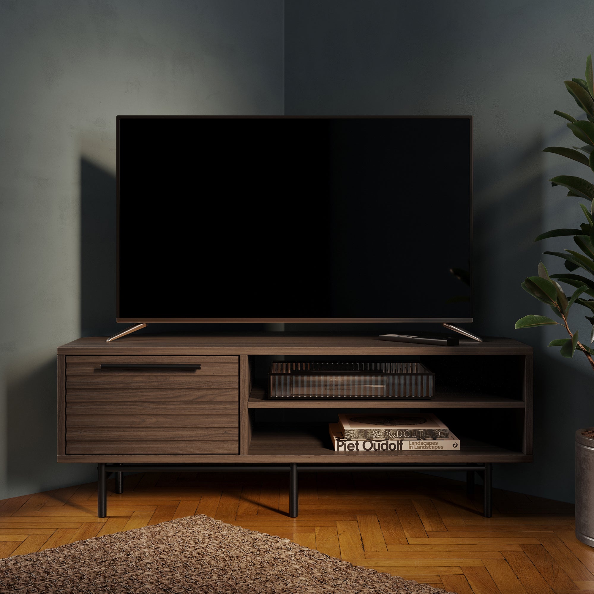 Bryant Wooden Corner Tv Stand For Tvs Up To 50 Walnut