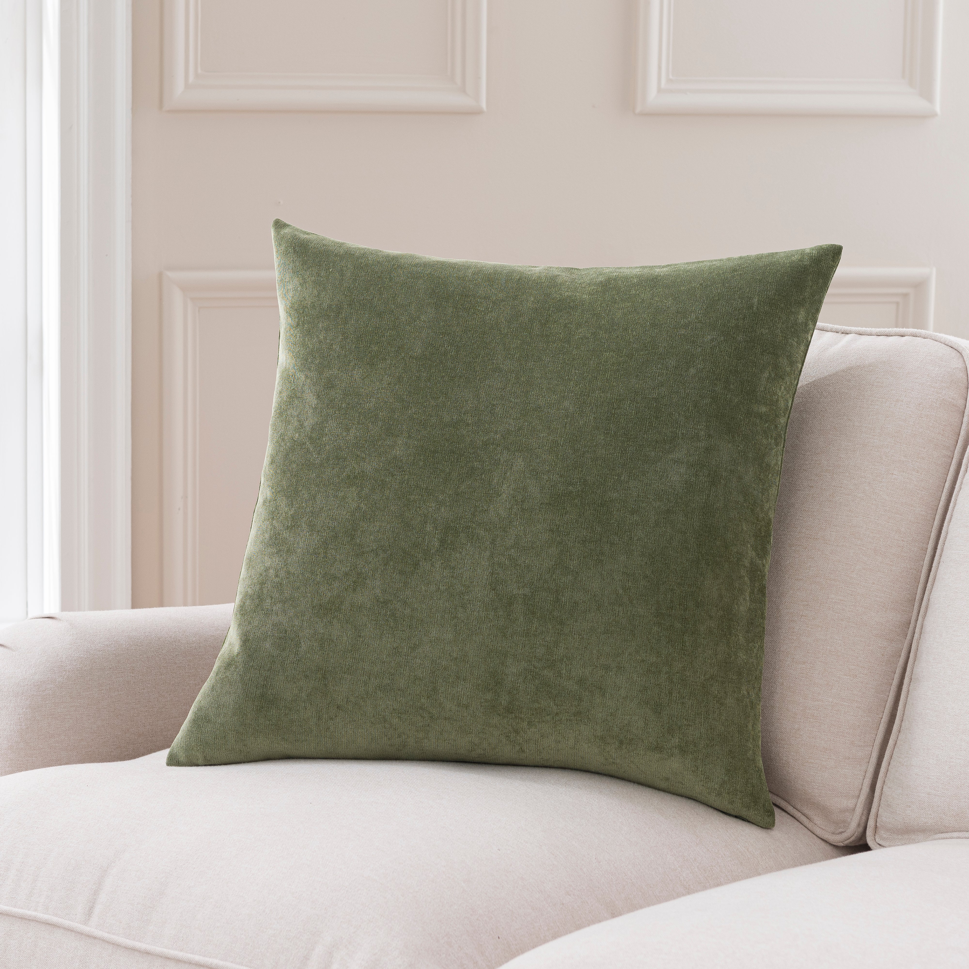 Velour Cushion Olive Green