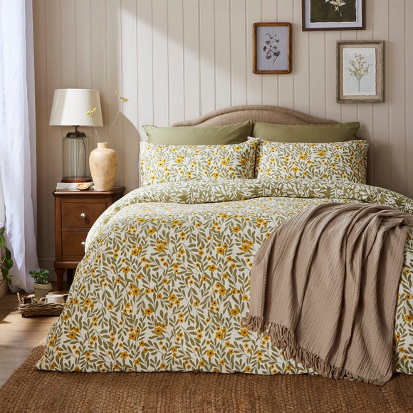 Hallie Floral Green Reversible Duvet Pillowcase Set