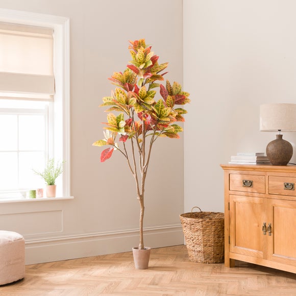 Artificial Croton Tree In Terracotta Plant Pot