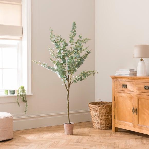 Click to view product details and reviews for Artificial Eucalyptus Tree In Orange Cement Plant Pot.