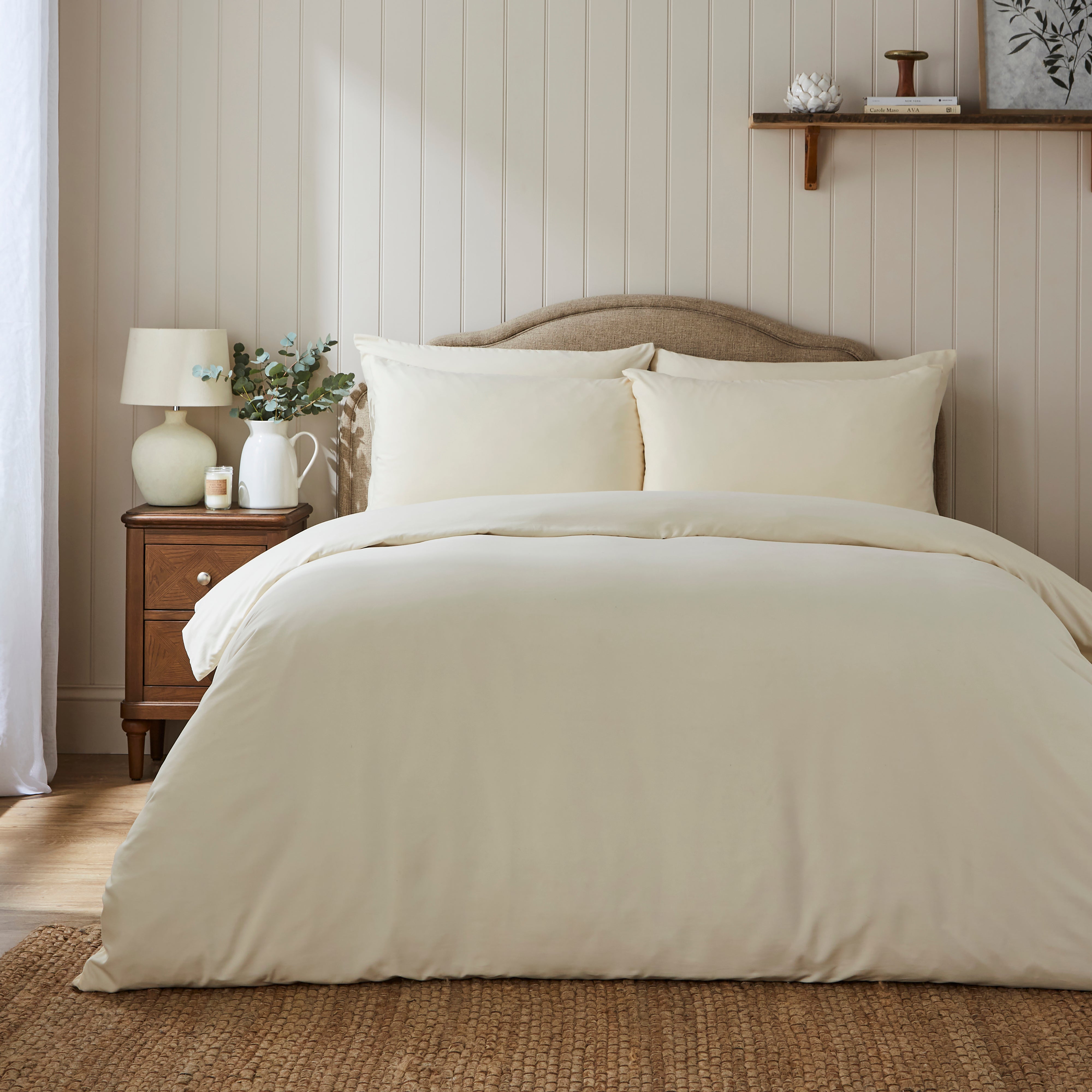 Super Soft Microfibre Plain Duvet Cover And Pillowcase Set White Sand