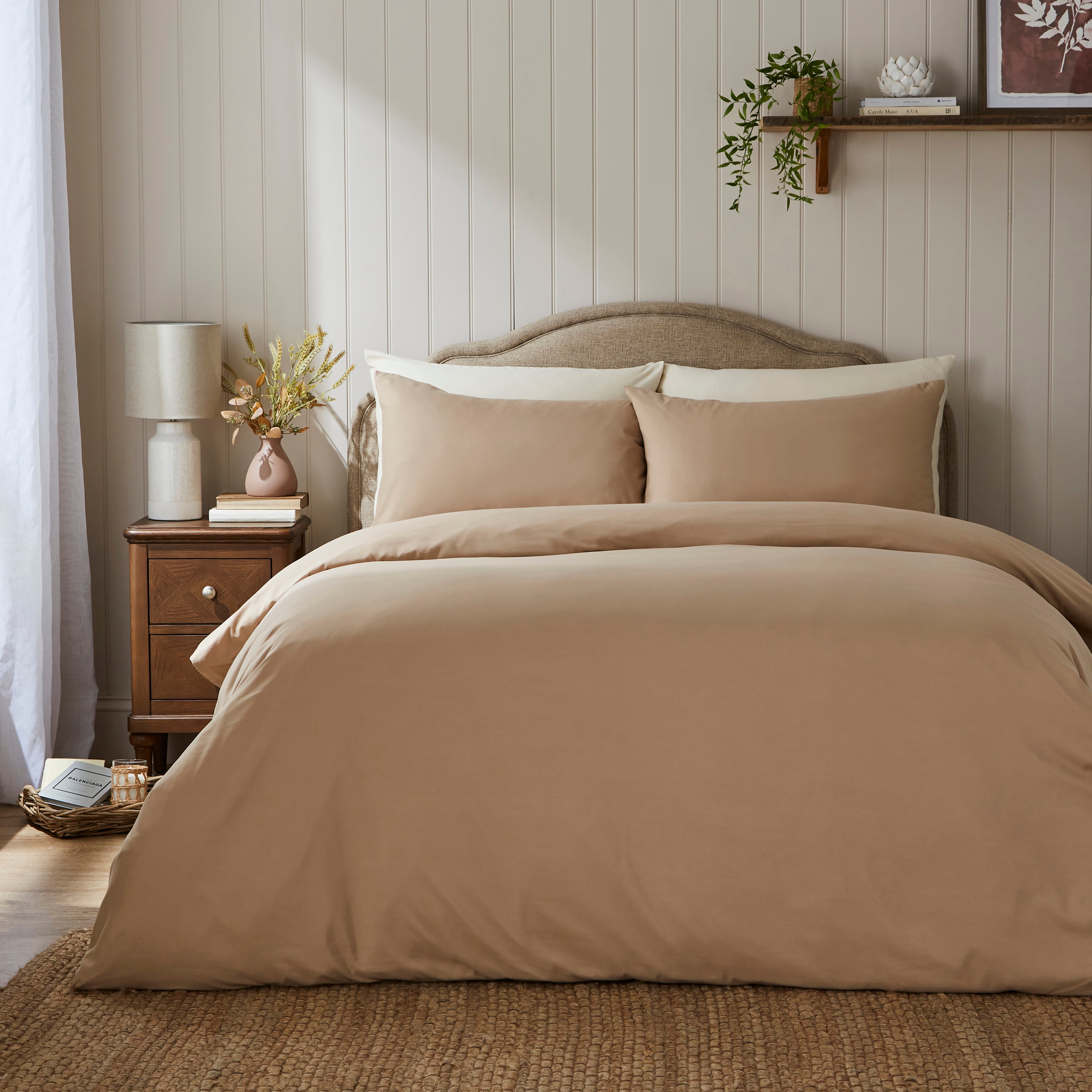 Super Soft Microfibre Plain Duvet Cover And Pillowcase Set Pebble