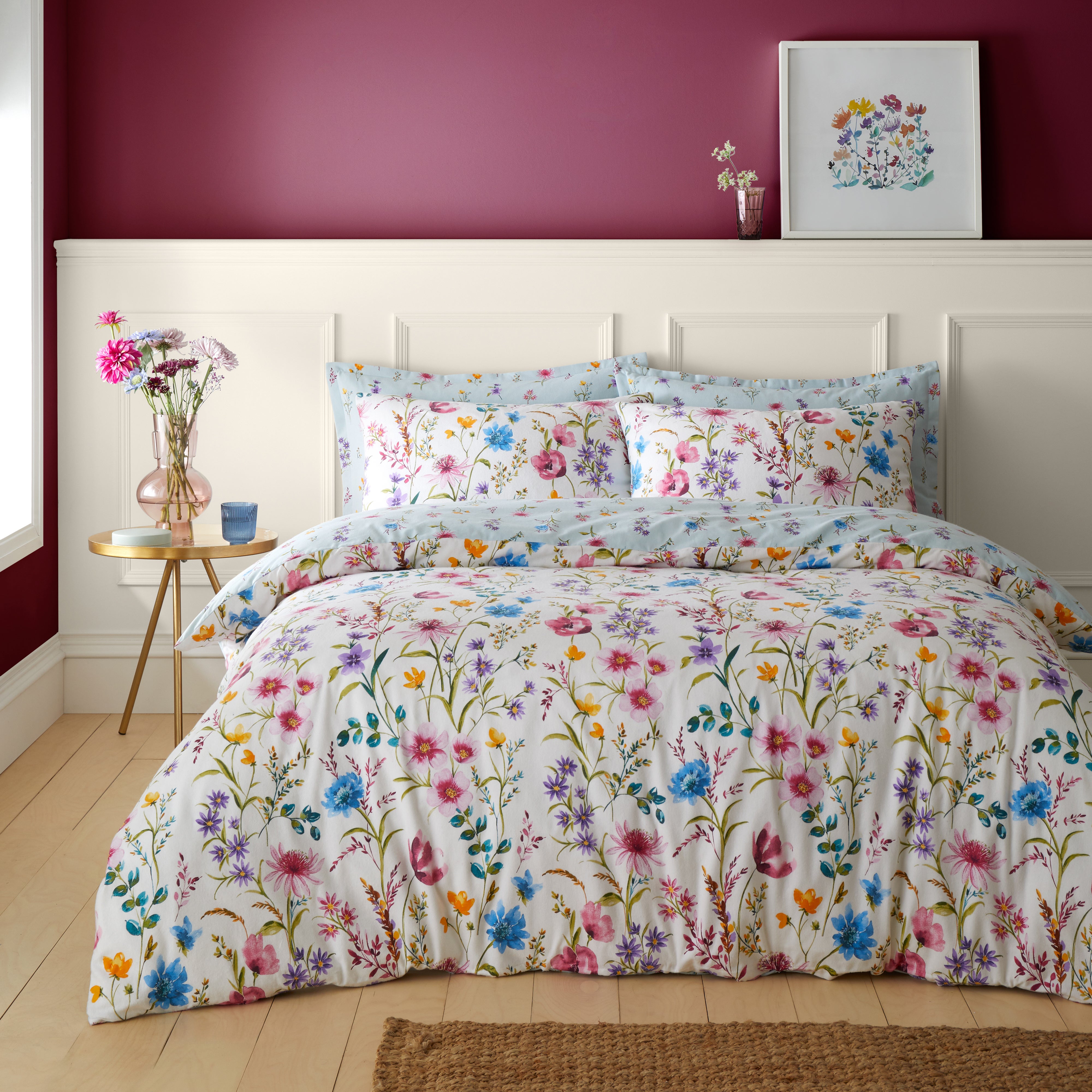 Foxley Ditsy Floral Brushed Cotton Duvet Cover And Pillowcase Set White