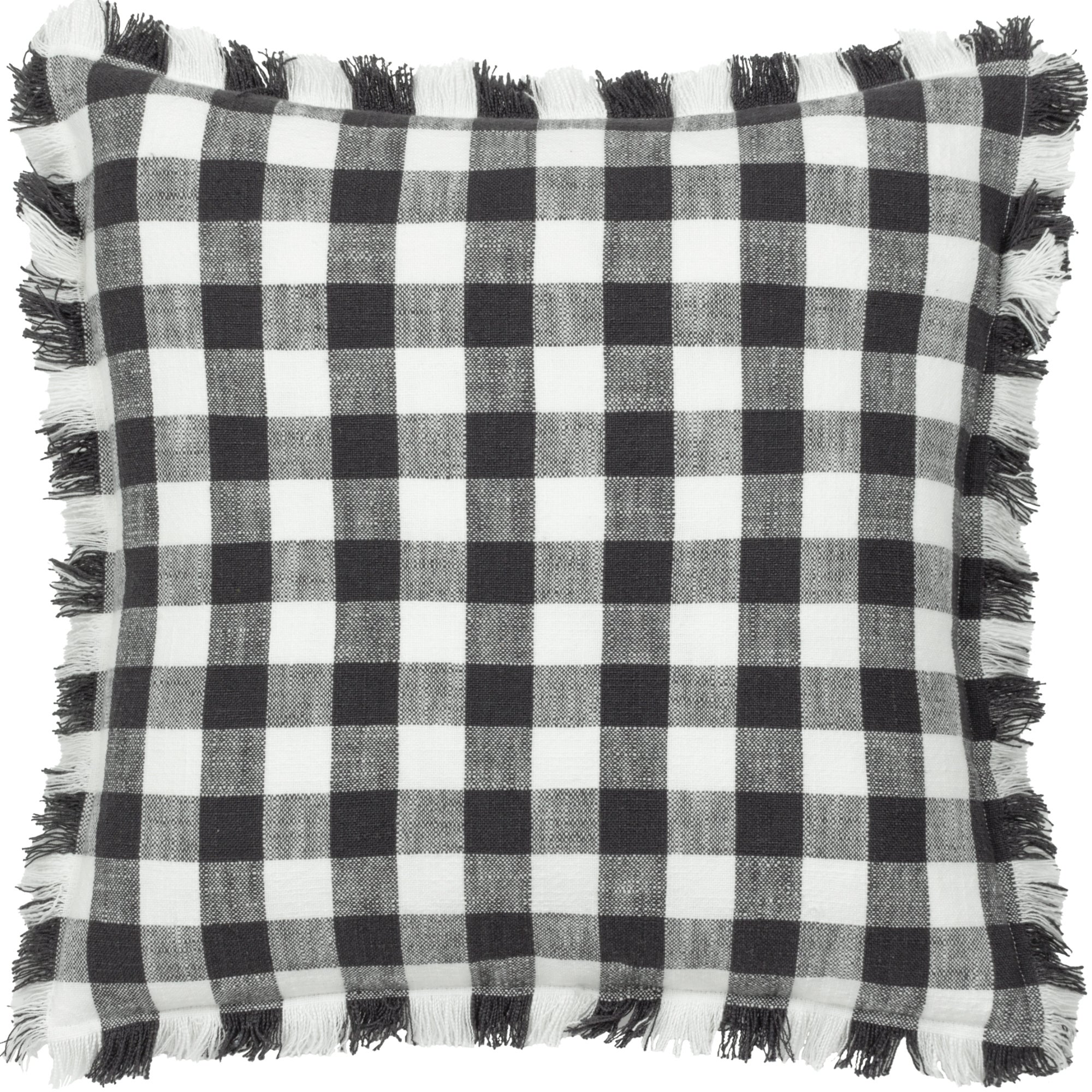 Yard Barton Check Cotton Square Cushion Black