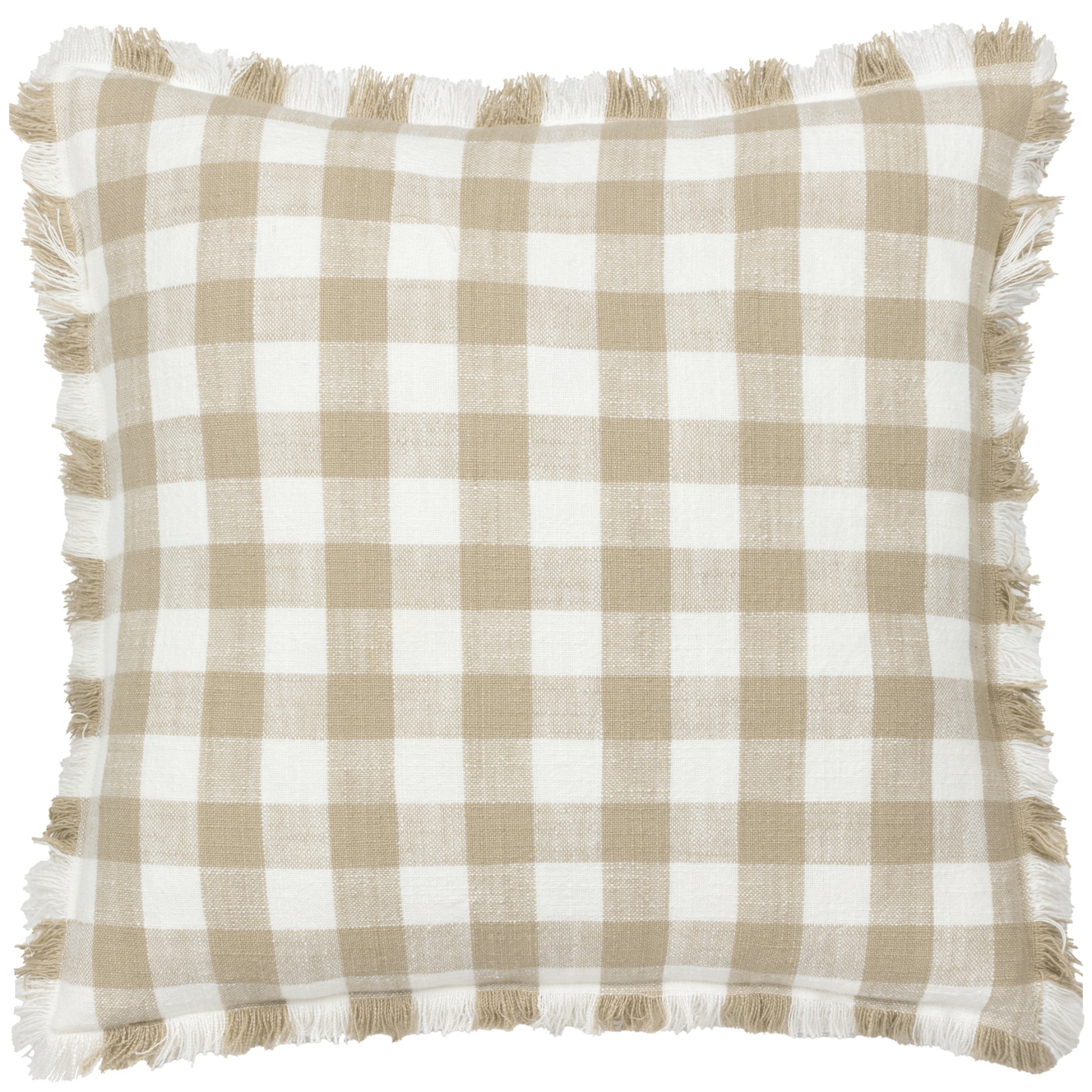 Yard Barton Check Cotton Square Cushion Natural