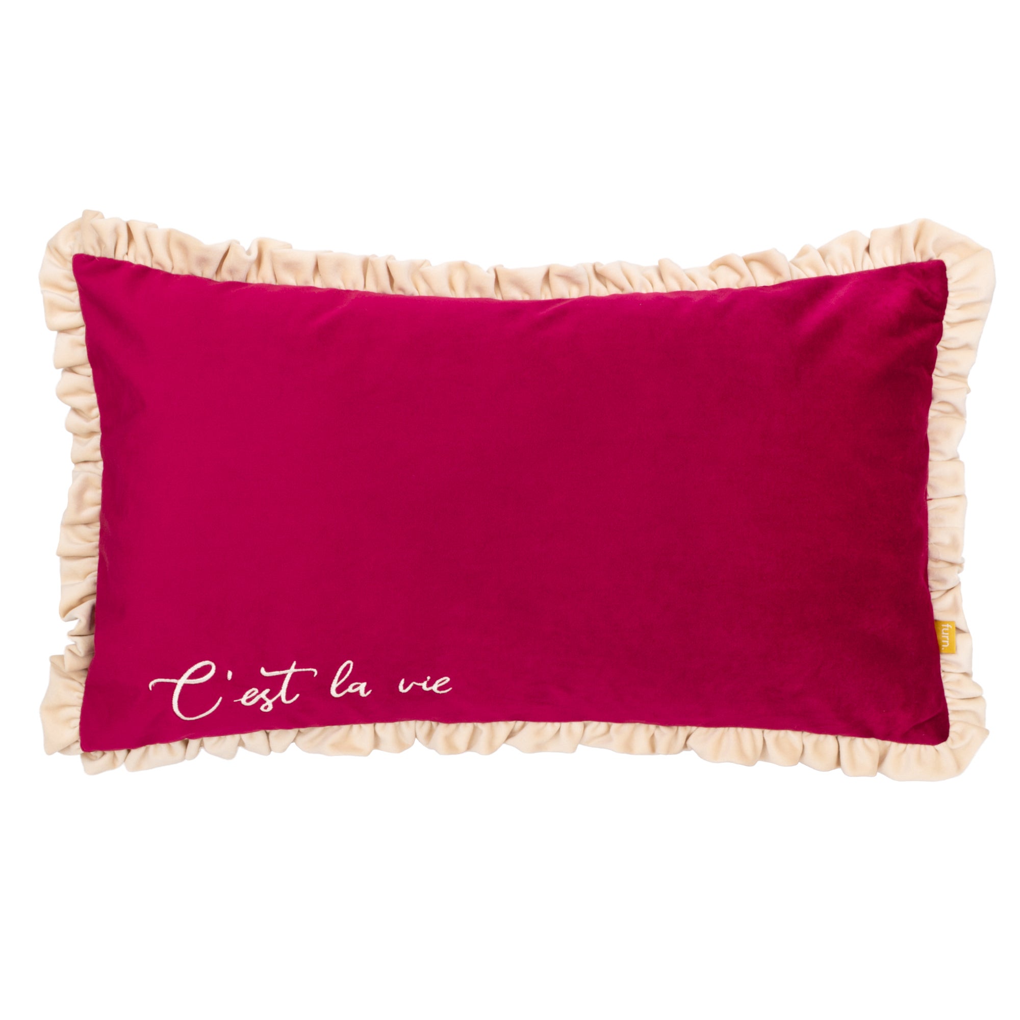 Furn Cest La Vie Rectangle Cushion Berry Red