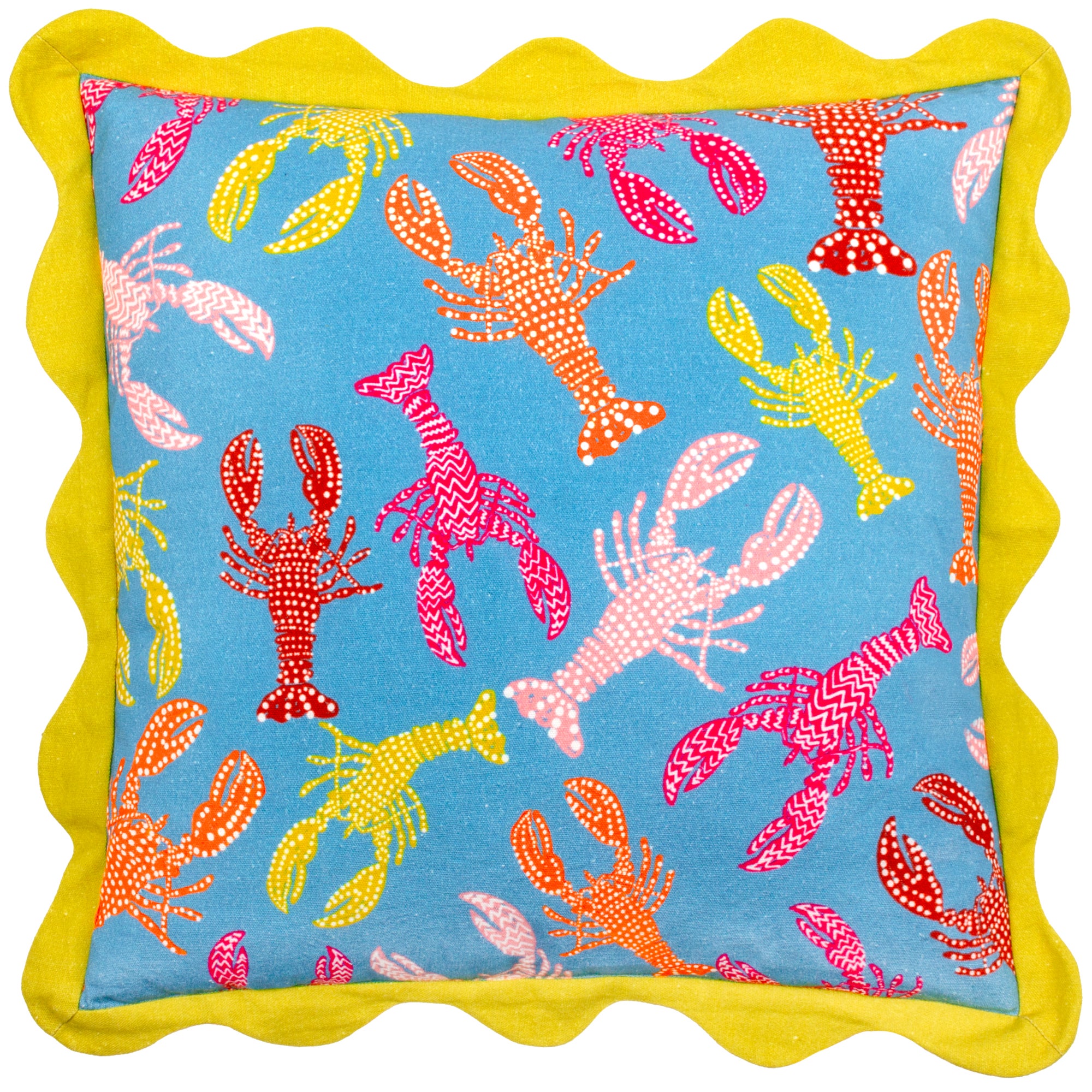 Furn Crustaceans Cotton Square Cushion Aqua