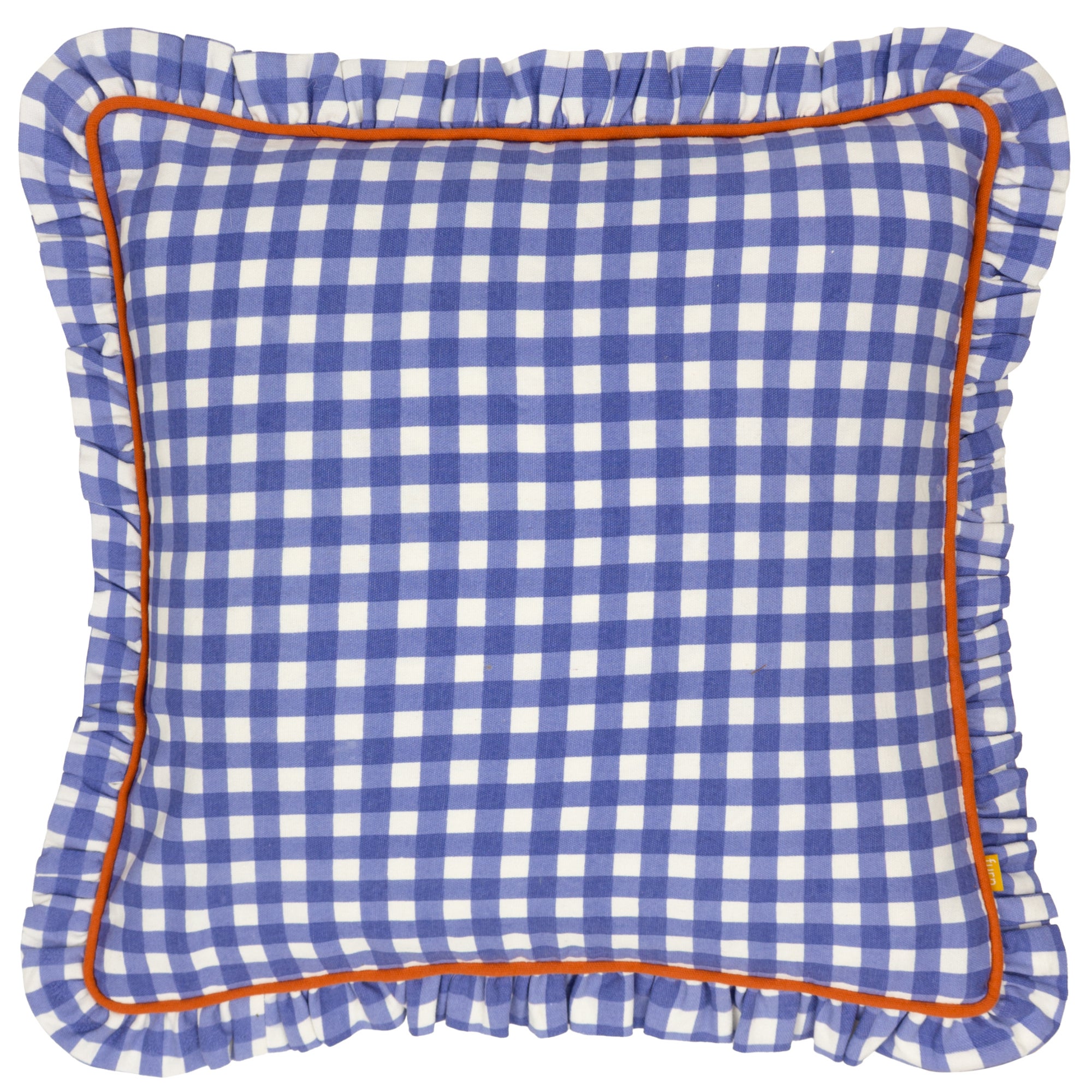 Furn Maude Gingham Cotton Square Cushion Blue