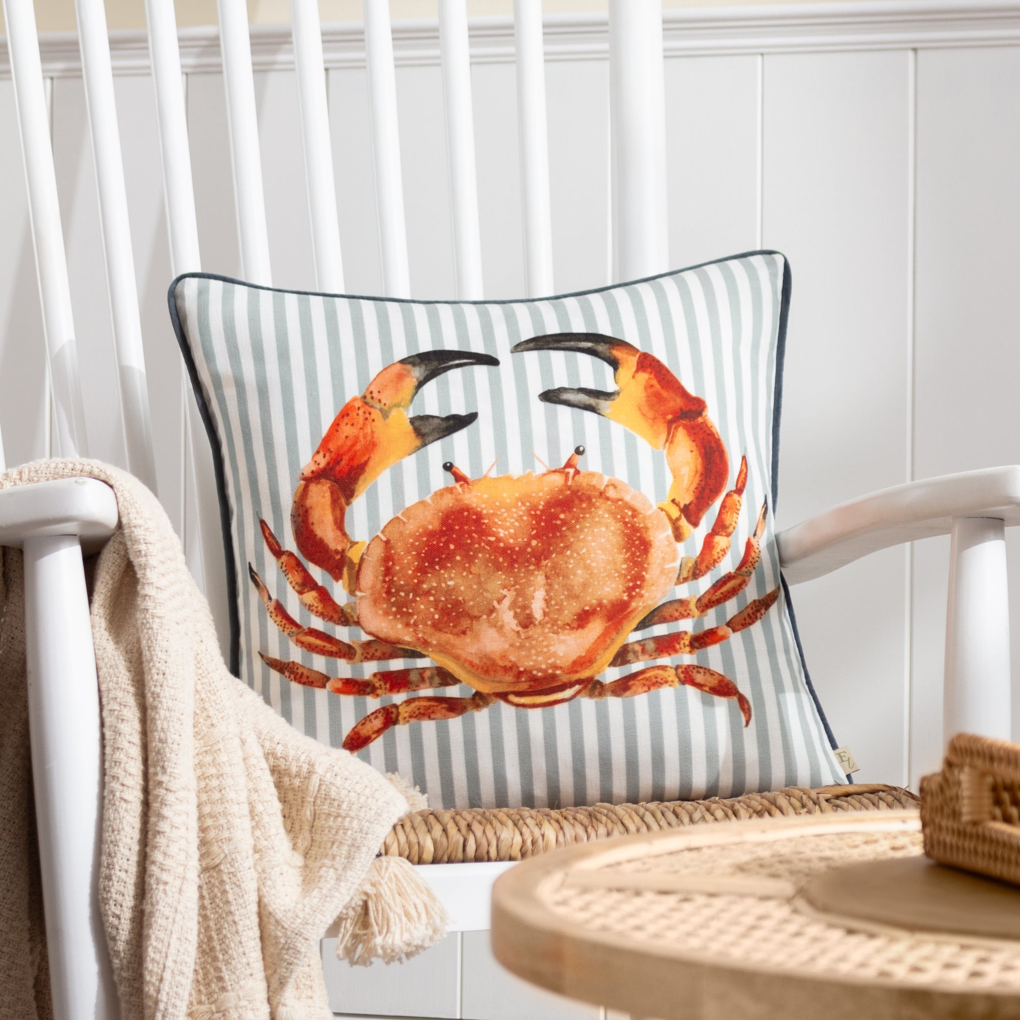 Evans Lichfield Salcombe Crab Square Cushion Multicoloured