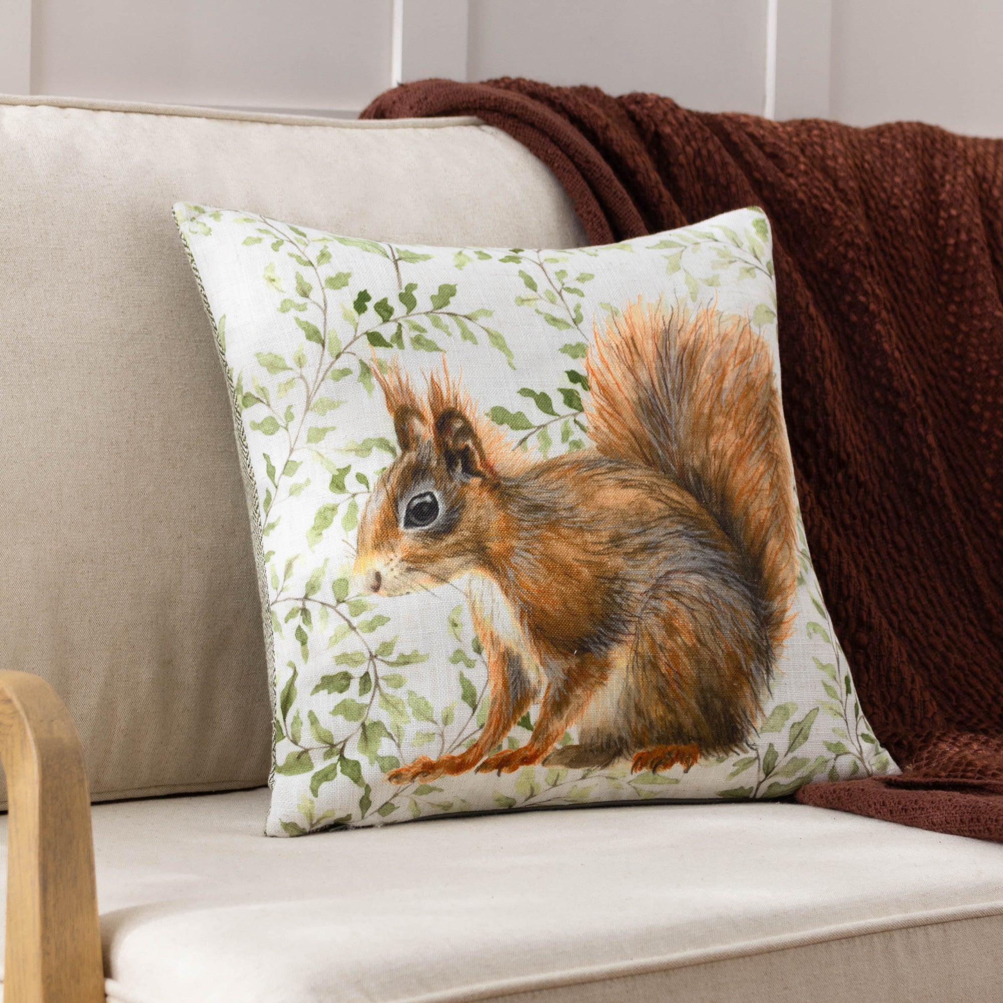 Evans Lichfield Shugborough Squirrel Square Cushion