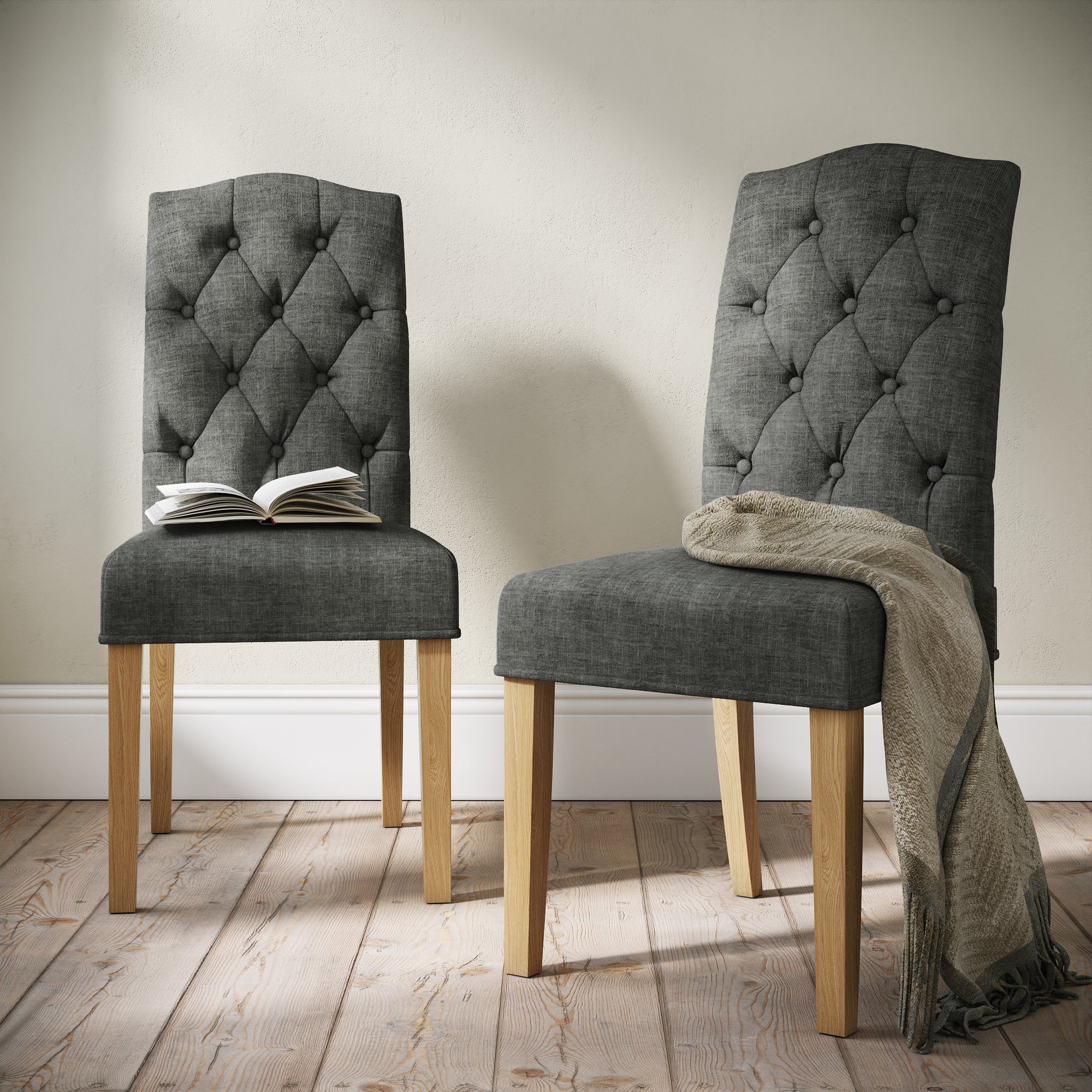 Normandy Chelsea Dining Chair Fabric Charcoal