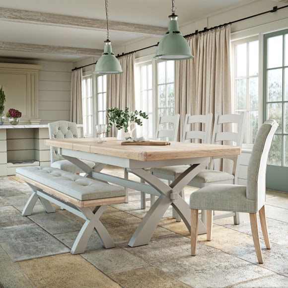 Salcombe 6 8 Seater Cross Leg Extendable Dining Table