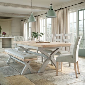 Salcombe 6-8 Seater Cross Leg Extendable Dining Table