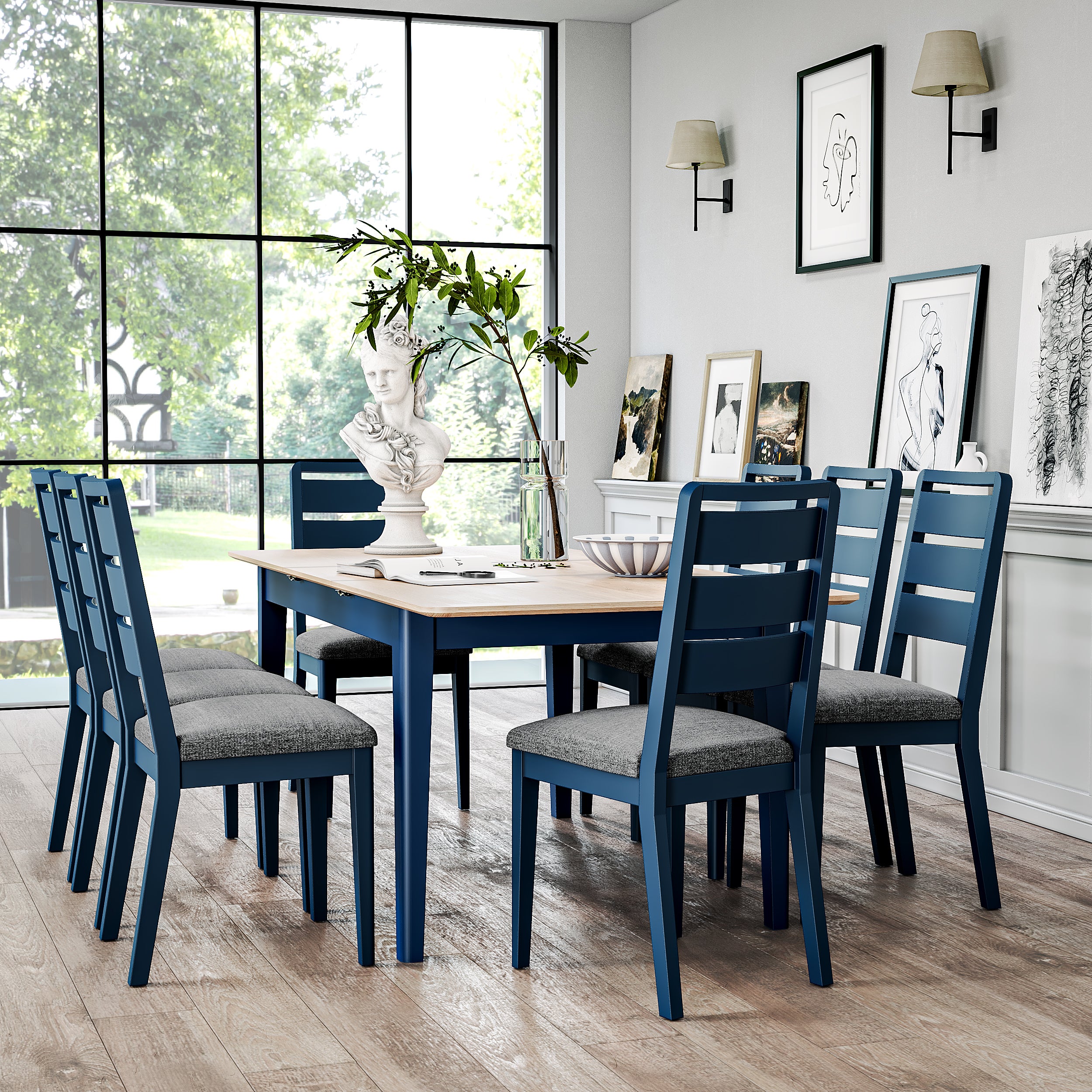 Marlow 4 6 Seater Extendable Dining Table Navy