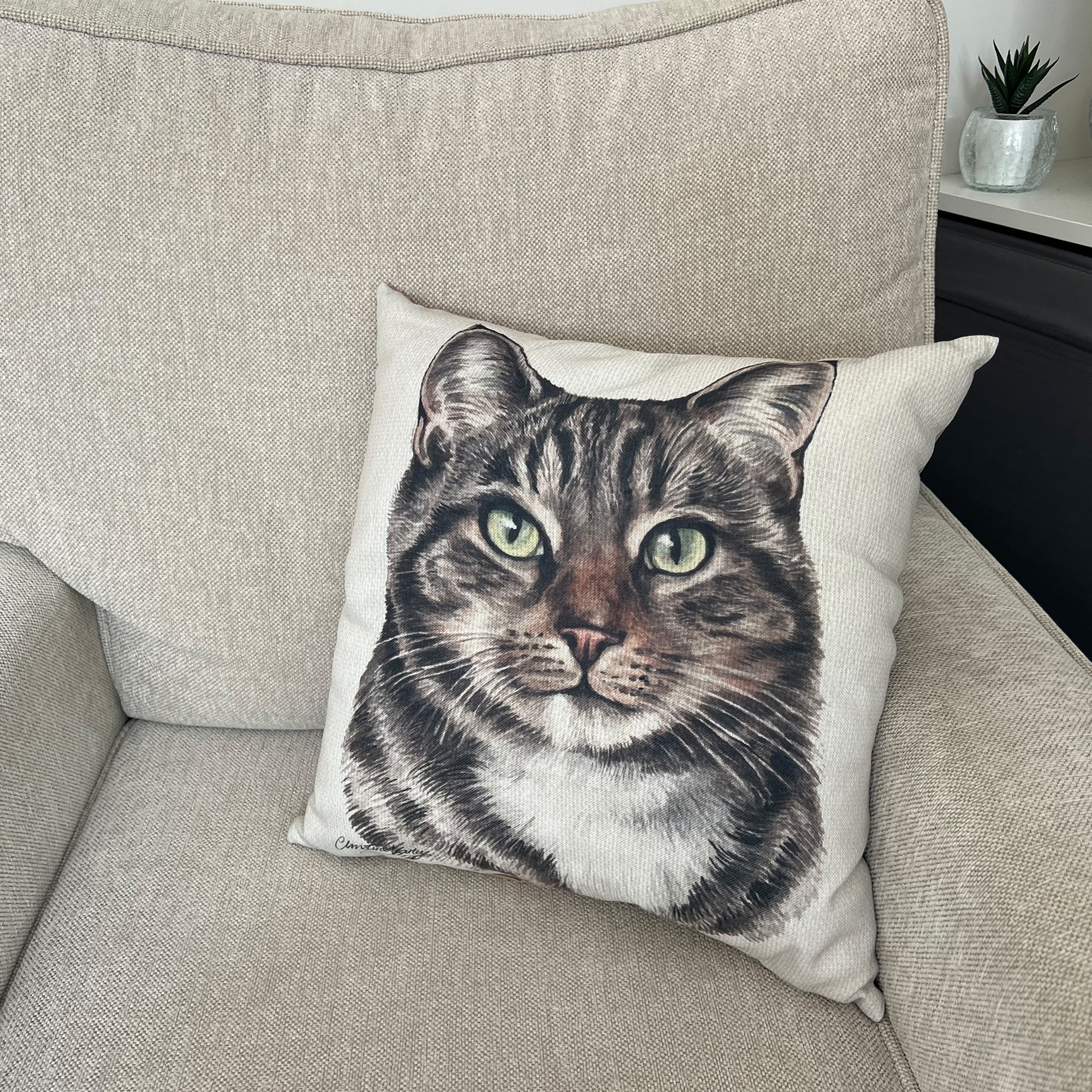 Christine Varley Tabby Cat Square Cushion