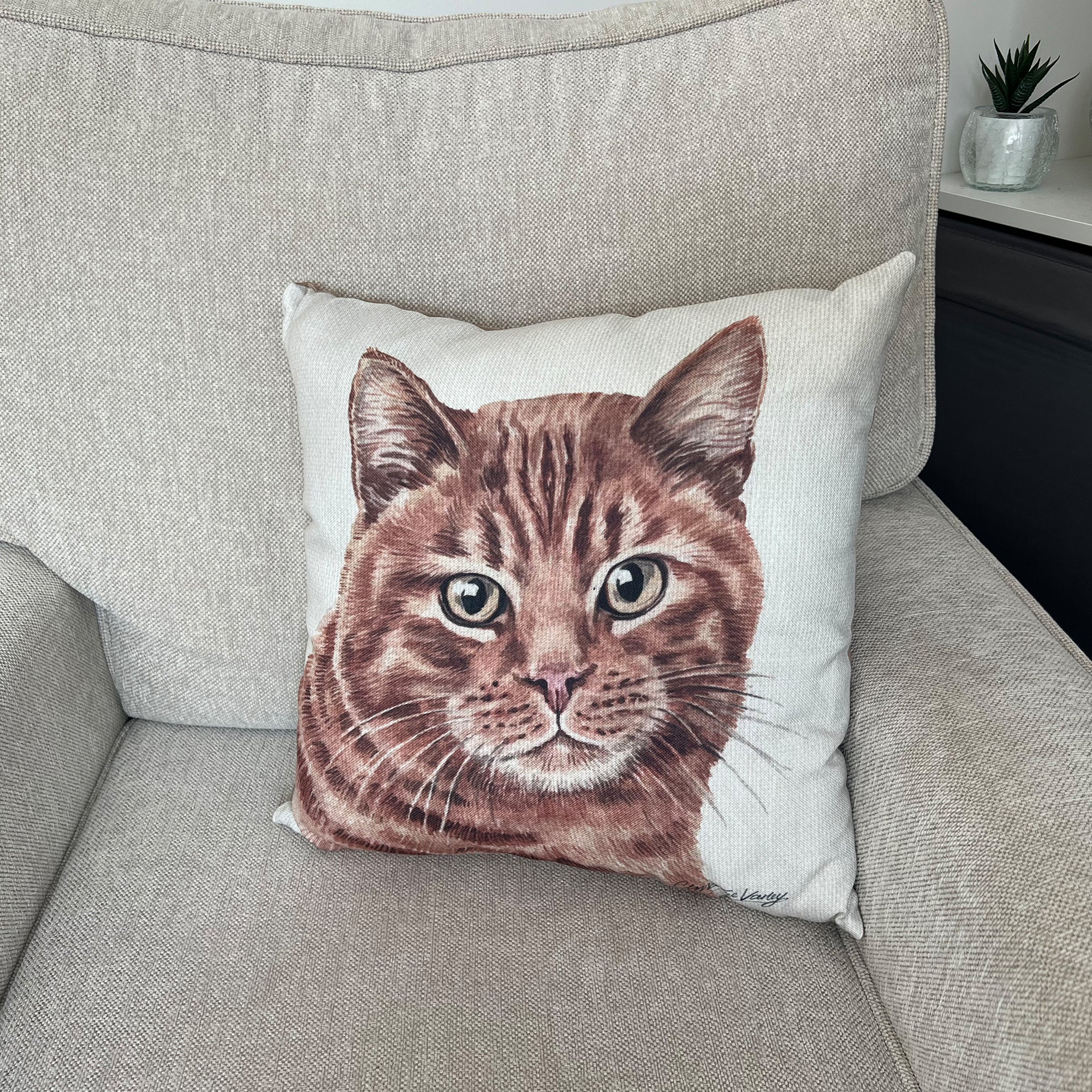Christine Varley Ginger Cat Square Cushion