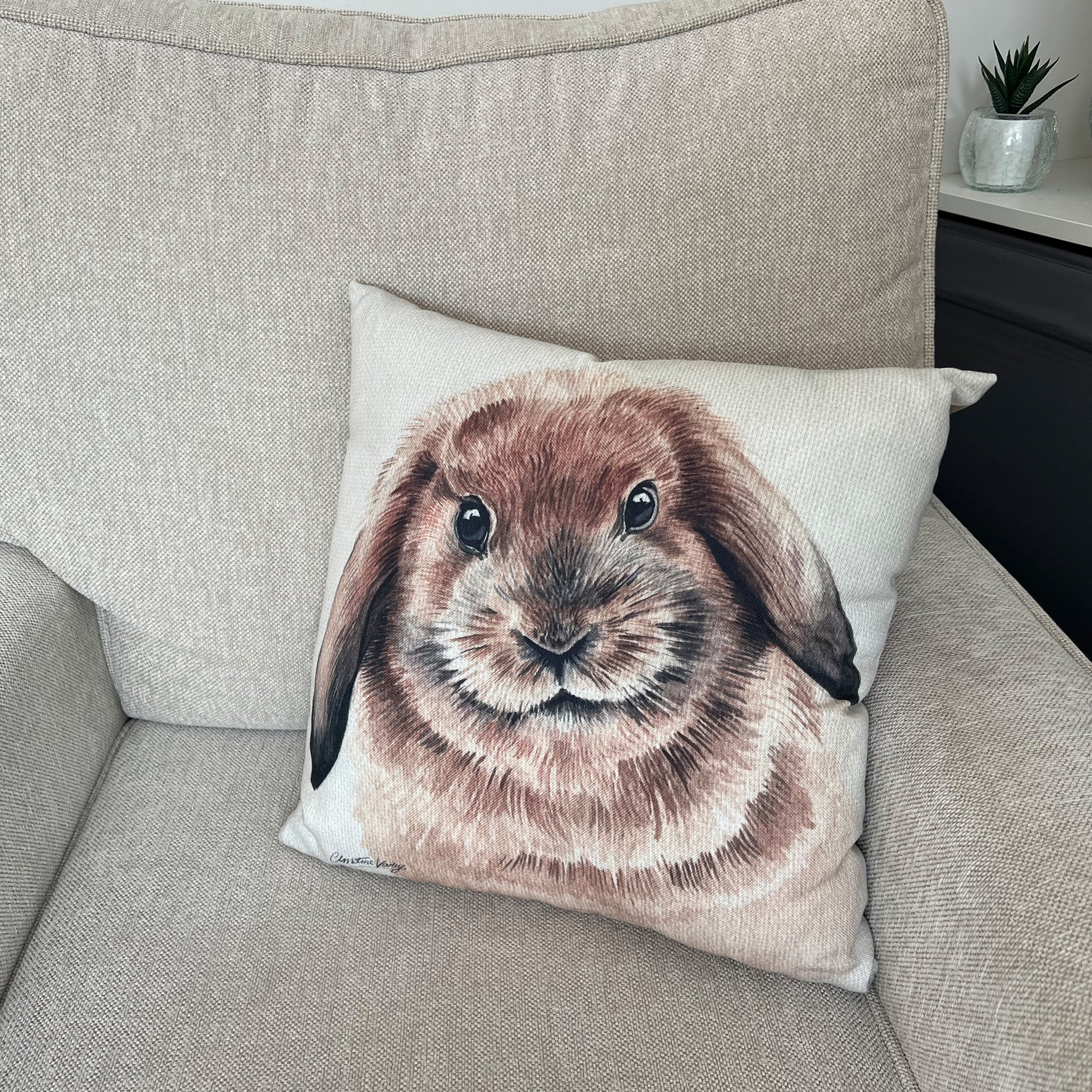 Christine Varley Rabbit Square Cushion