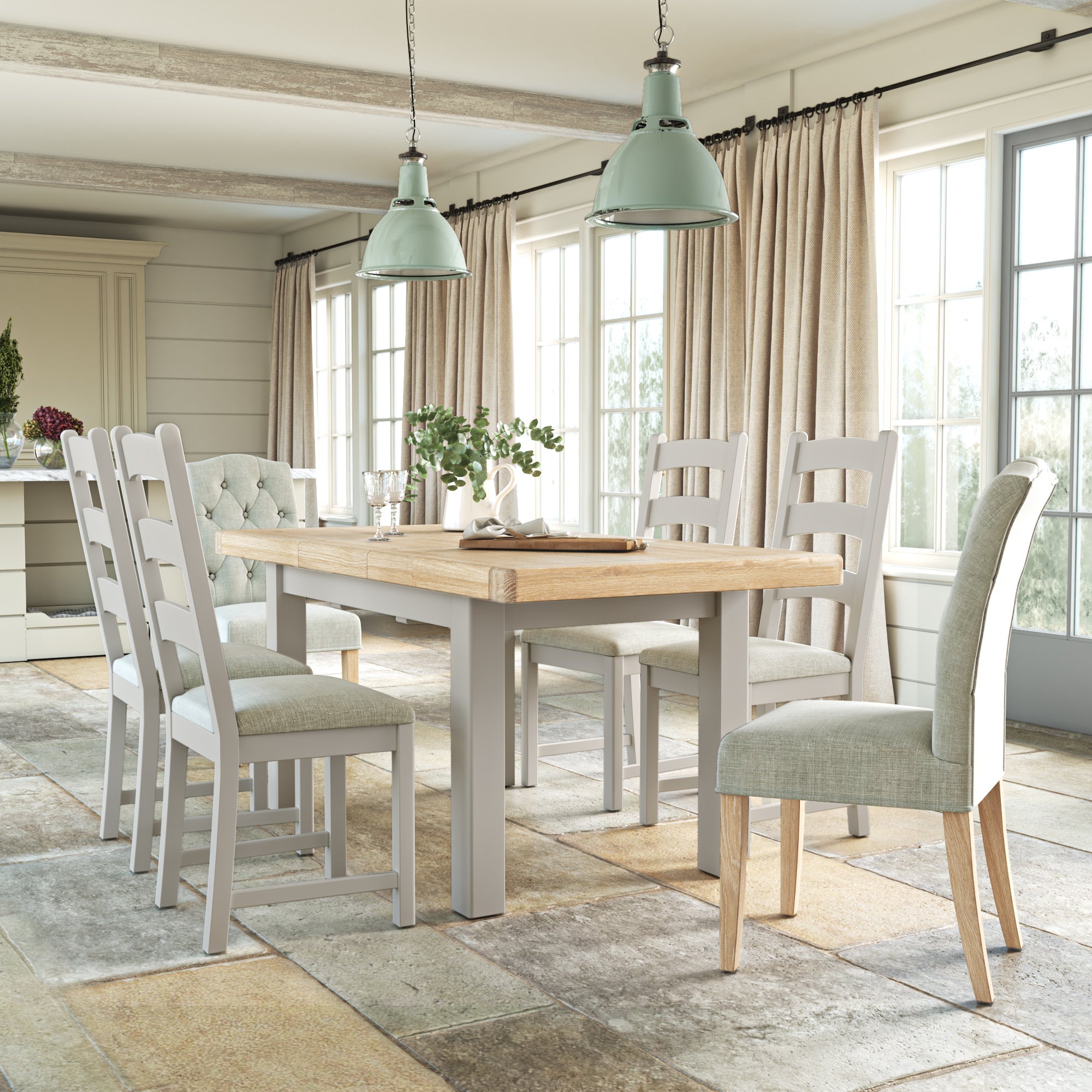 Salcombe 4 6 Seater Extendable Dining Table Stone