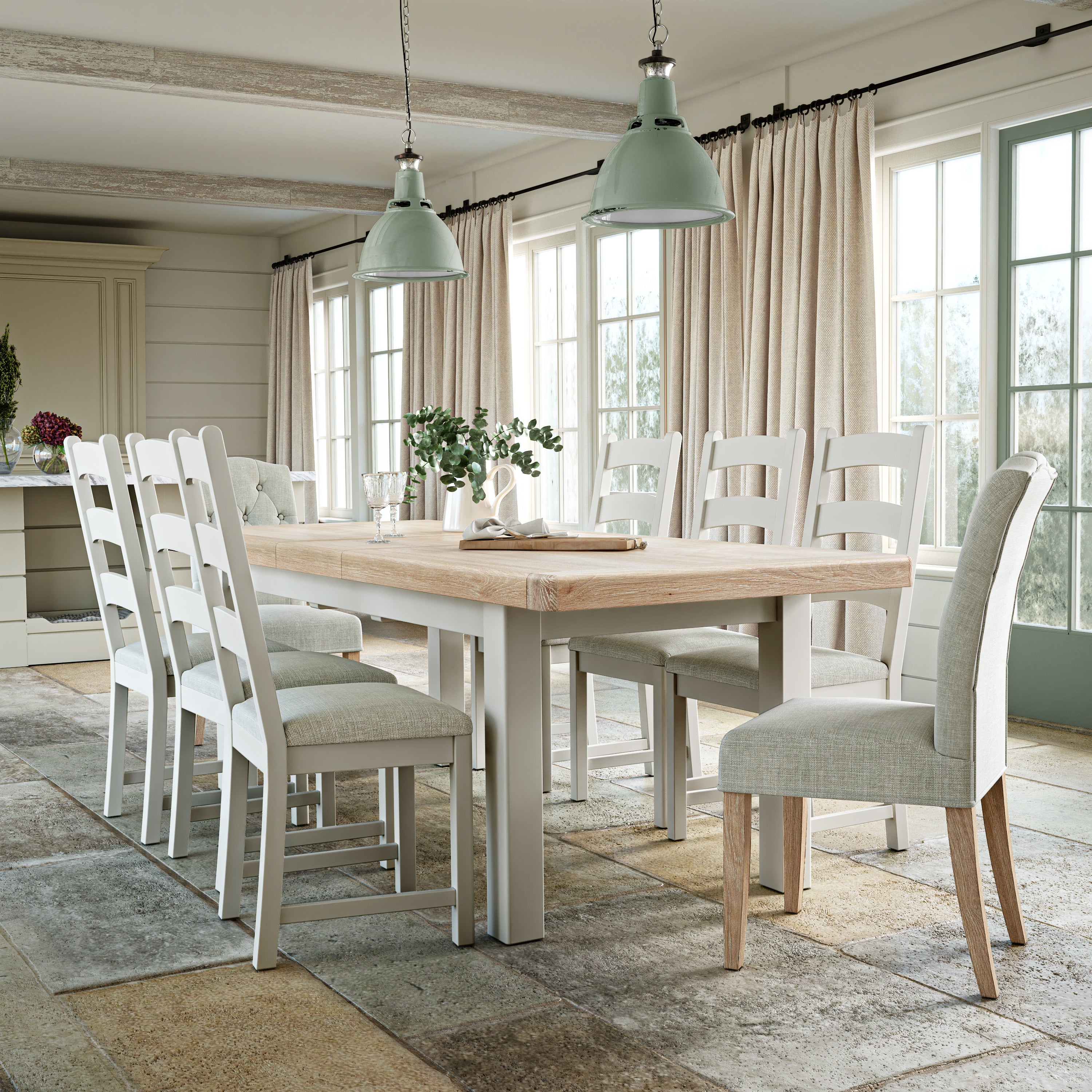 Salcombe 6 8 Seater Extendable Dining Table Stone