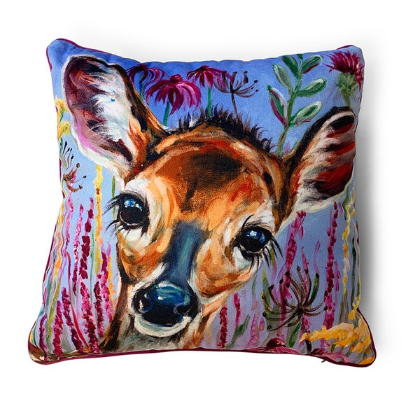 Click to view product details and reviews for The Art Group Louise Brown Innocence Velvet Square Cushion.