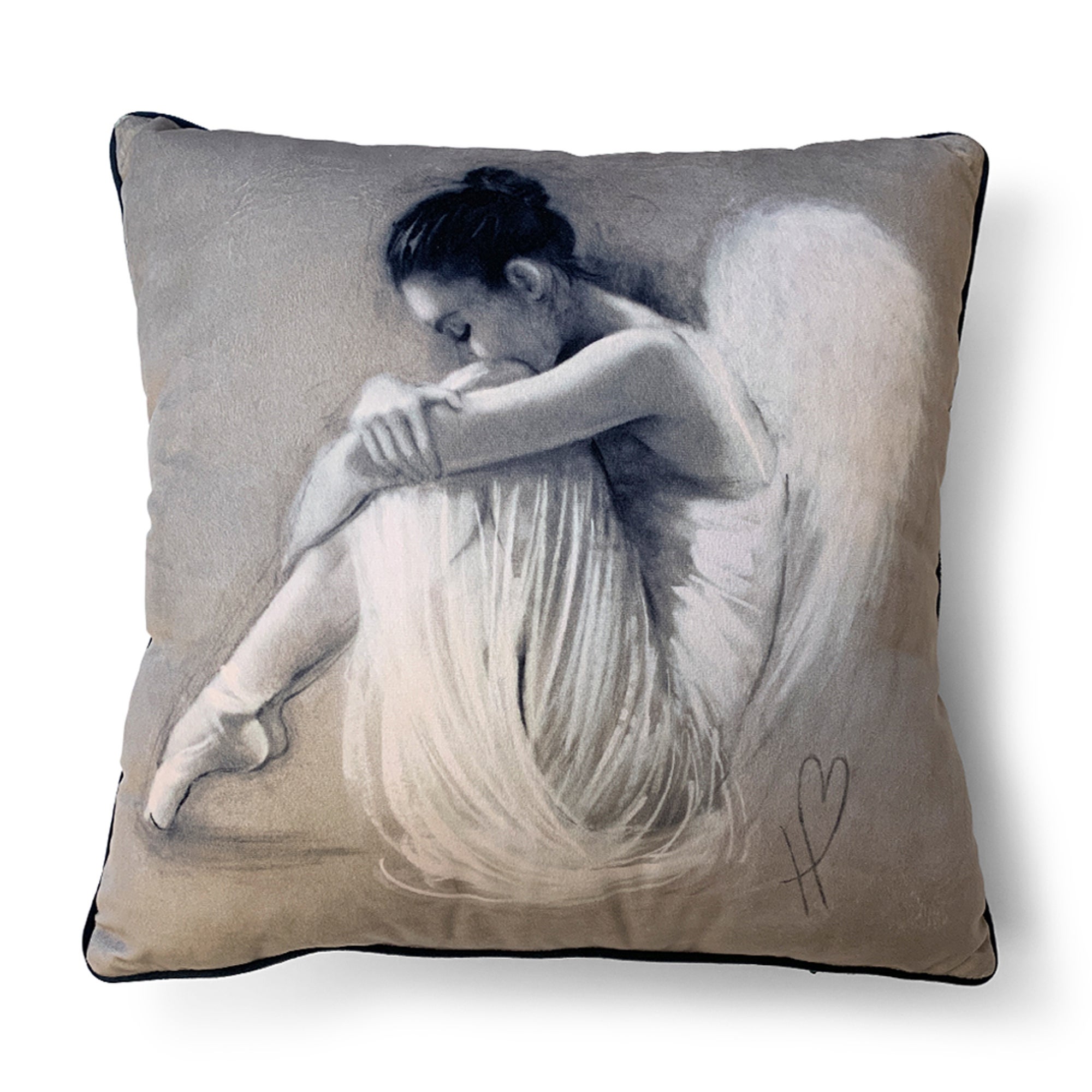Hazel Bowman Angel Wings Iv Velvet Square Cushion Grey