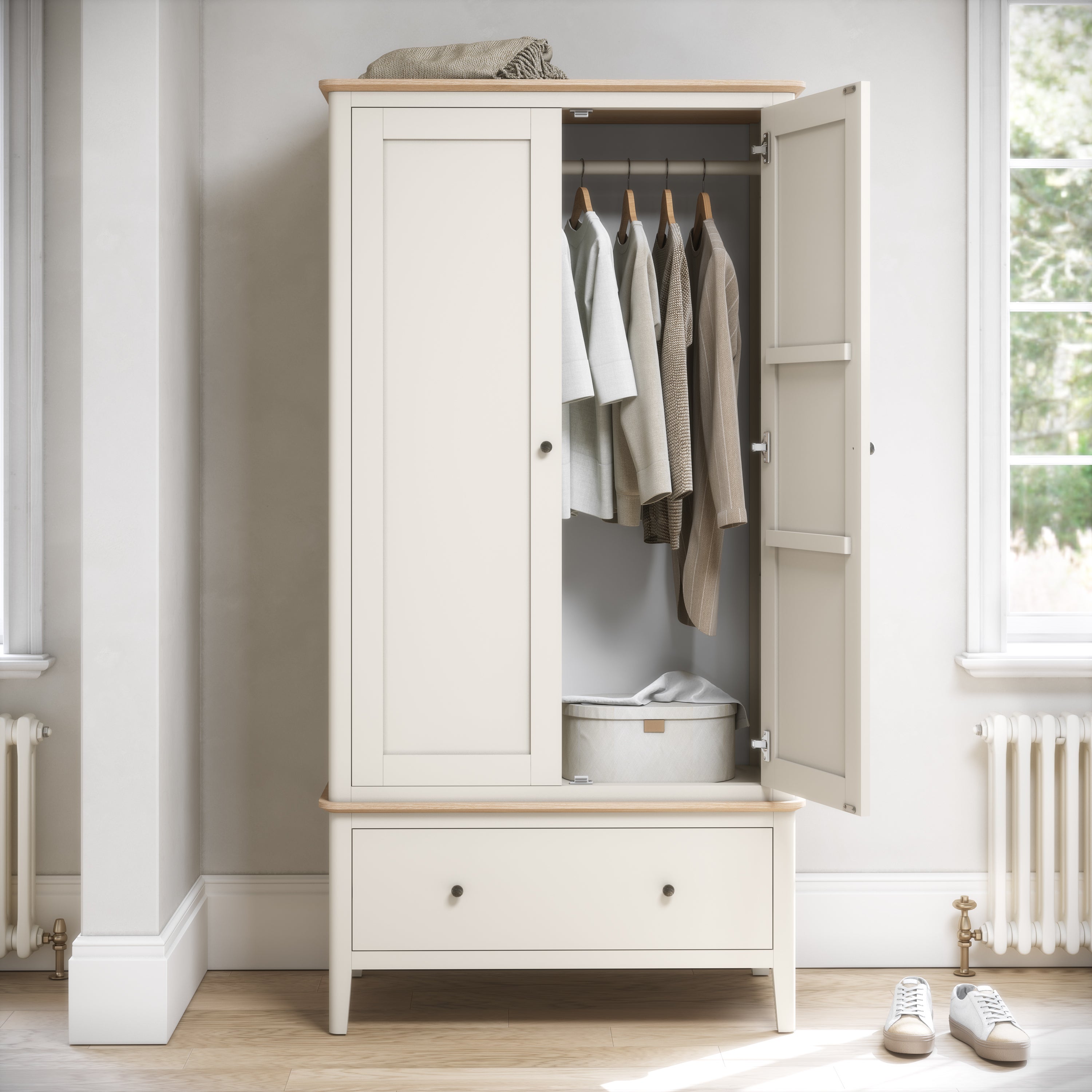 Marlow Double Wardrobe With Drawer White