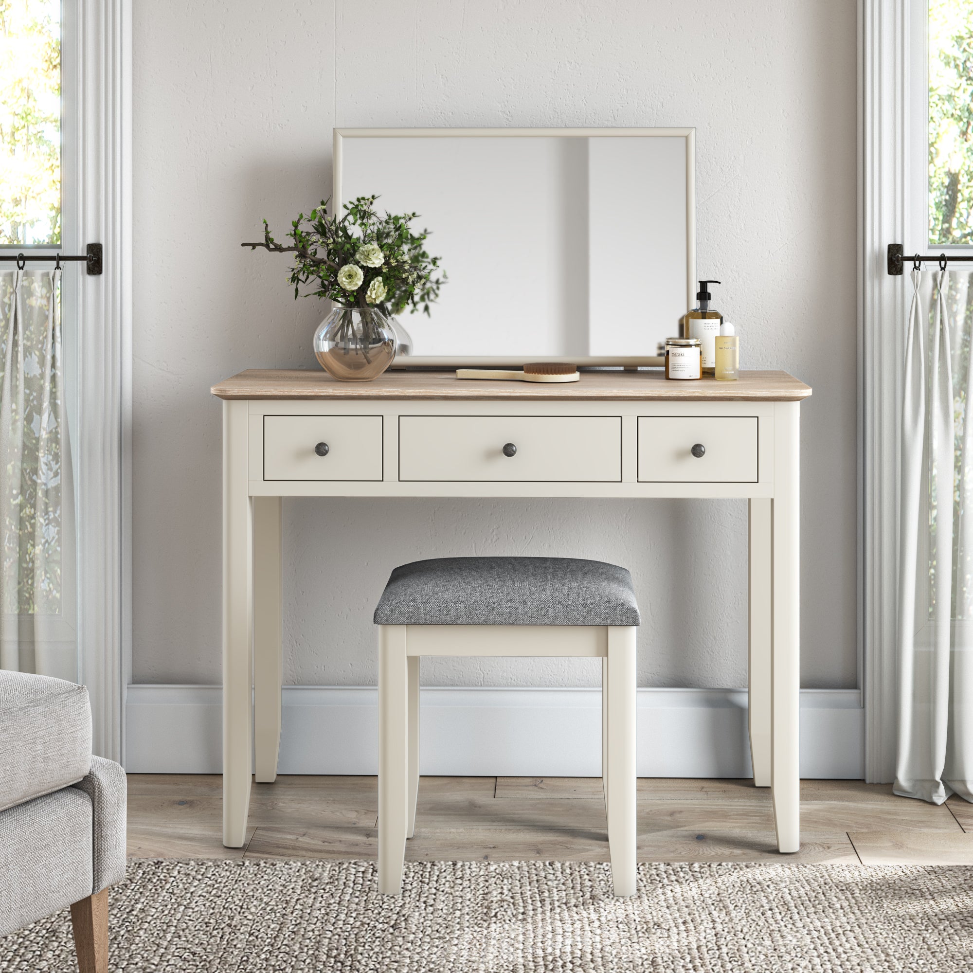 Marlow Dressing Table and Bench Set White