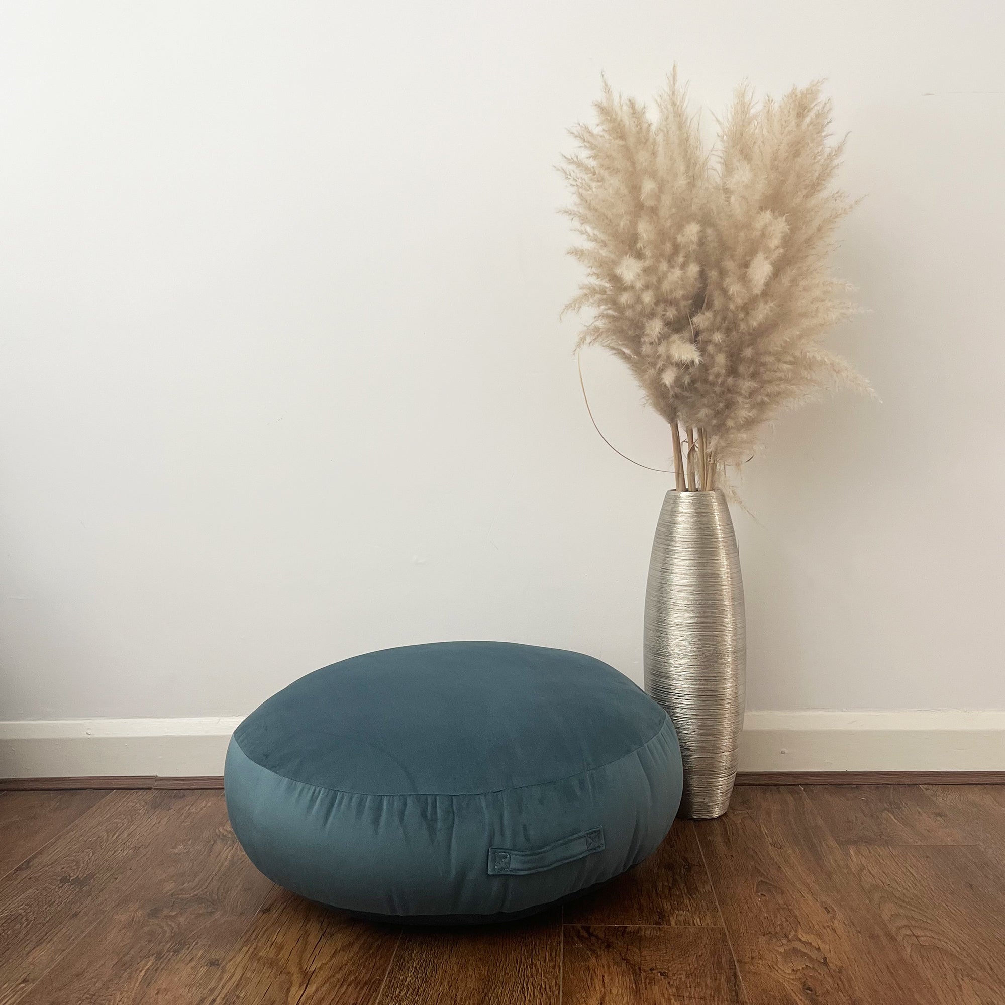 Daro Plush Round Floor Cushion Teal Blue