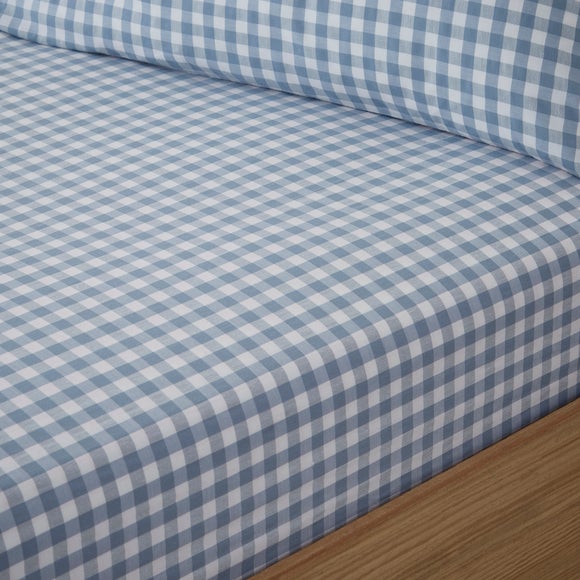 Portloe Gingham Woven 100 Cotton Fitted Sheet