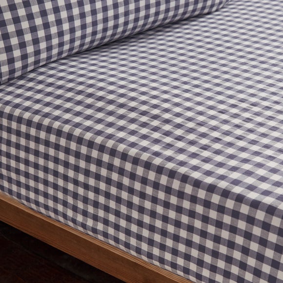Portloe Gingham Woven 100 Cotton Fitted Sheet